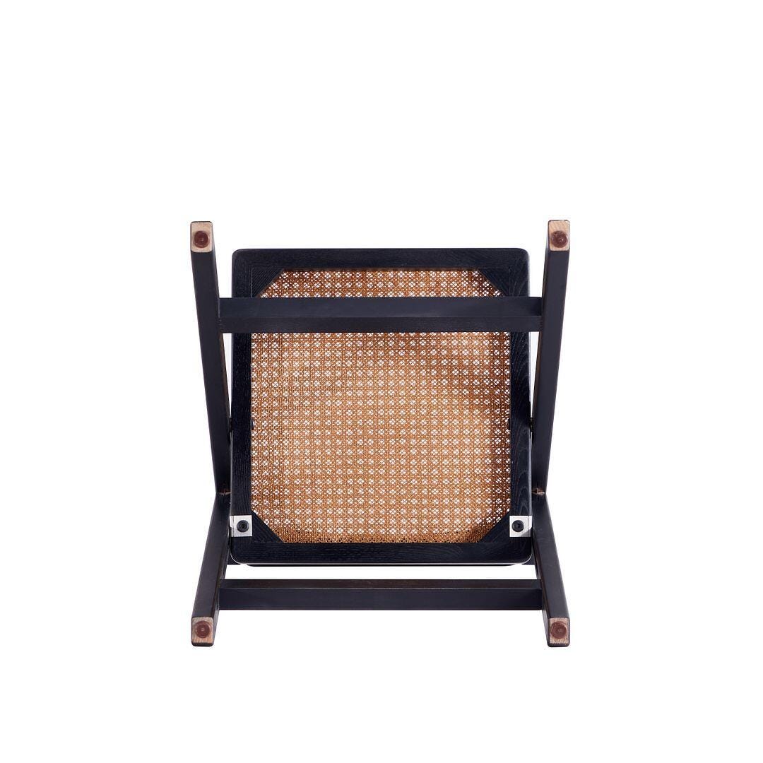 Manhattan Comfort Pullman Dining Chair (Set of 4), Black/Natural Cane, large