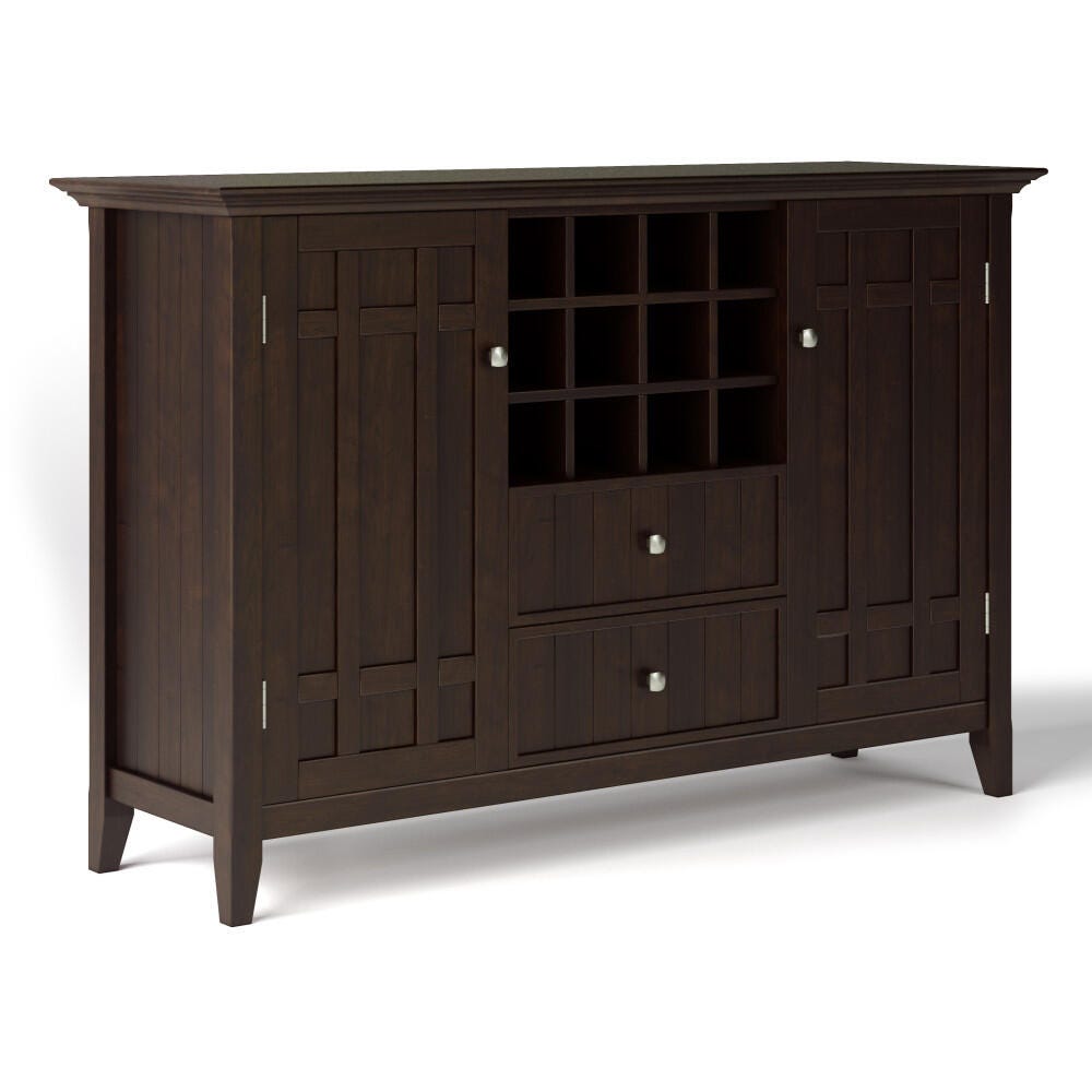 Bedford Solid Wood 54 inch Wide Rustic Sideboard Buffet and Winerack, Brown, large