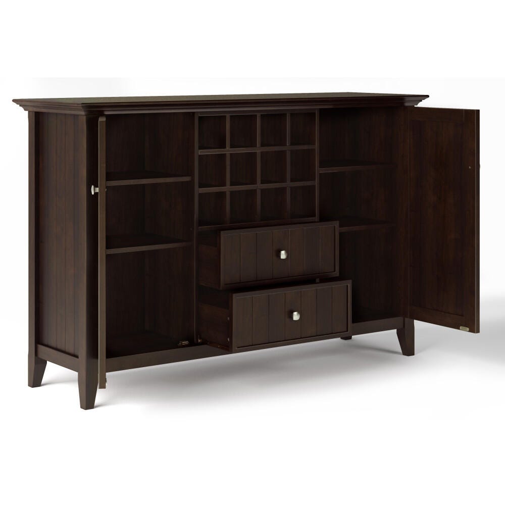 Bedford Solid Wood 54 inch Wide Rustic Sideboard Buffet and Winerack, Brown, large