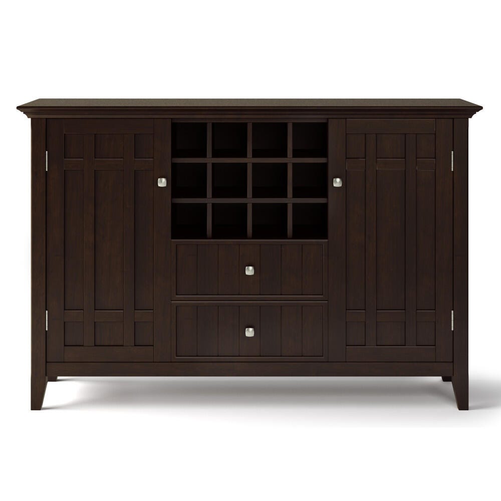 Bedford Solid Wood 54 inch Wide Rustic Sideboard Buffet and Winerack, Brown, large