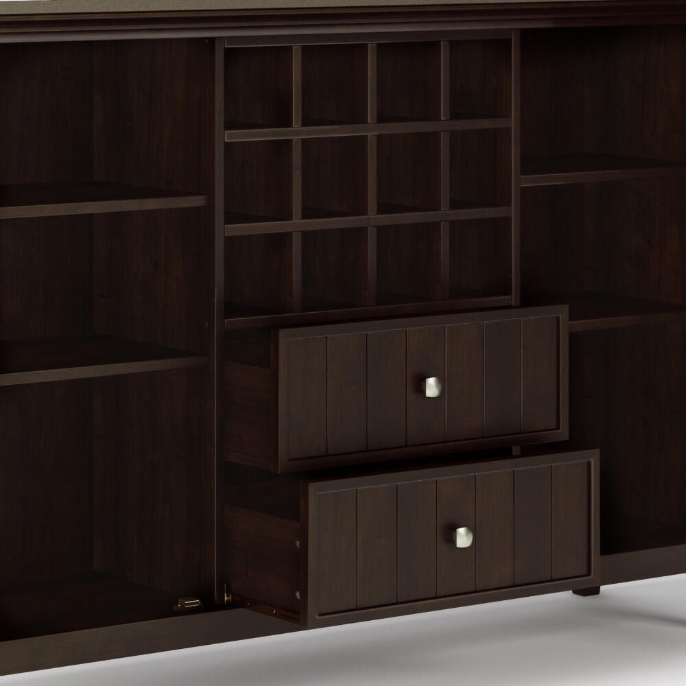 Bedford Solid Wood 54 inch Wide Rustic Sideboard Buffet and Winerack, Brown, large
