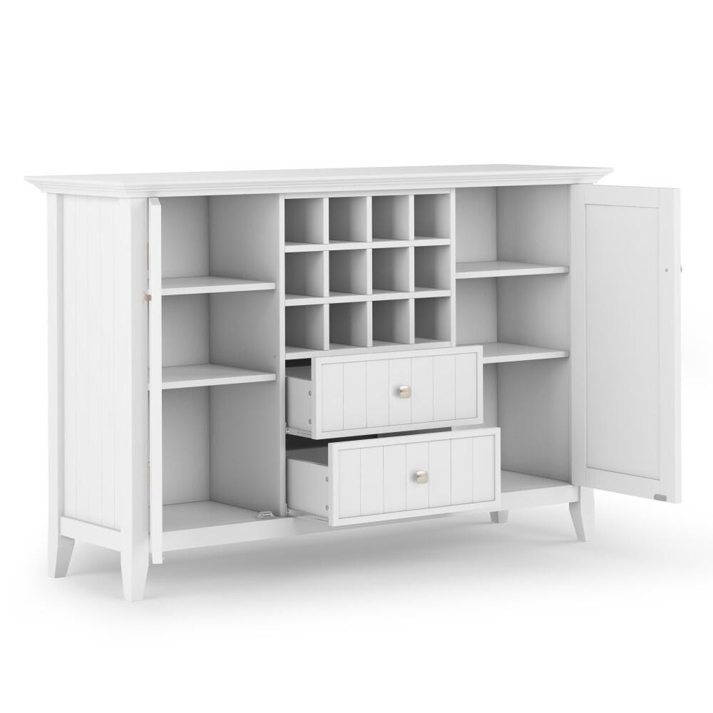Bedford Solid Wood 54 inch Wide Rustic Sideboard Buffet, White, large