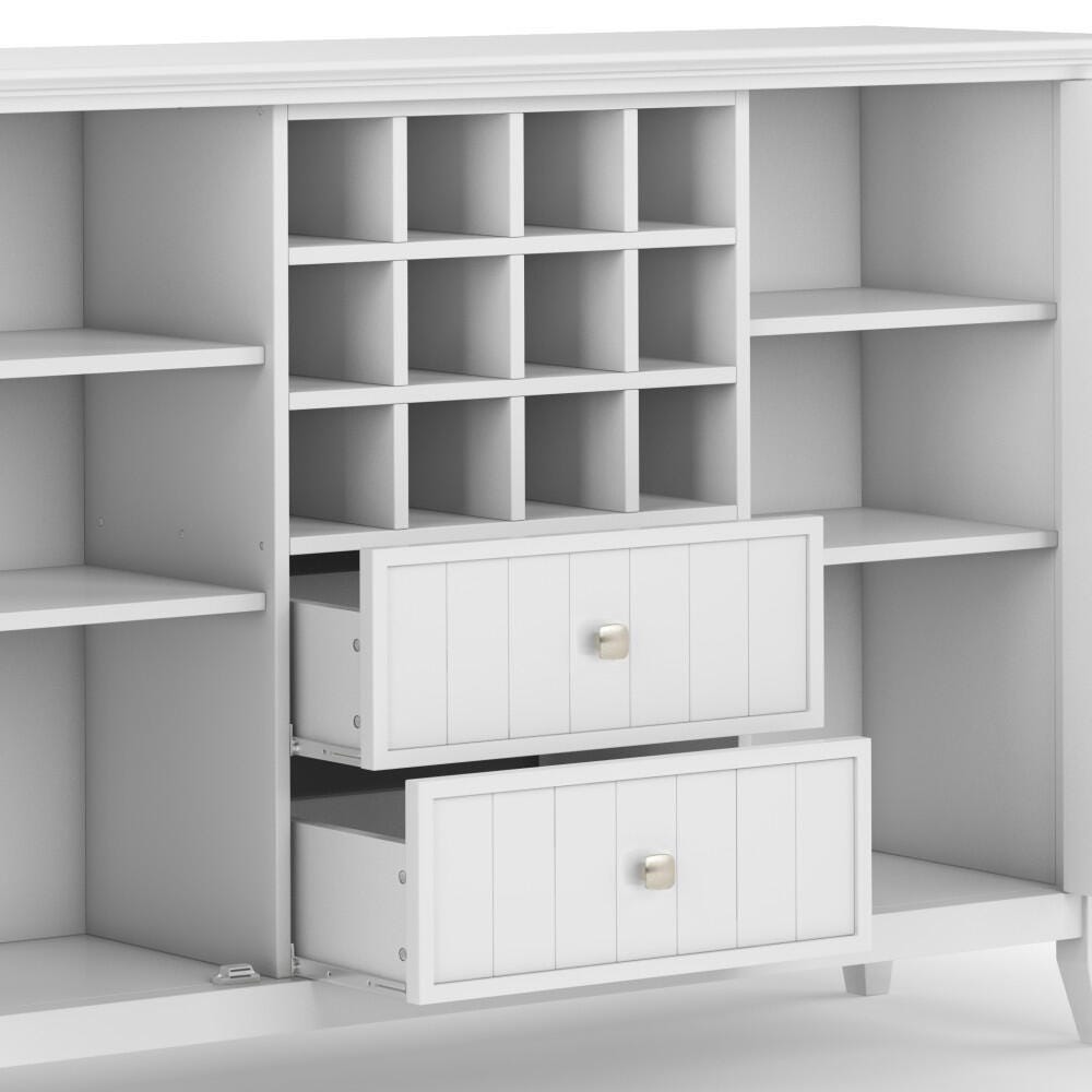 Bedford Solid Wood 54 inch Wide Rustic Sideboard Buffet, White, large
