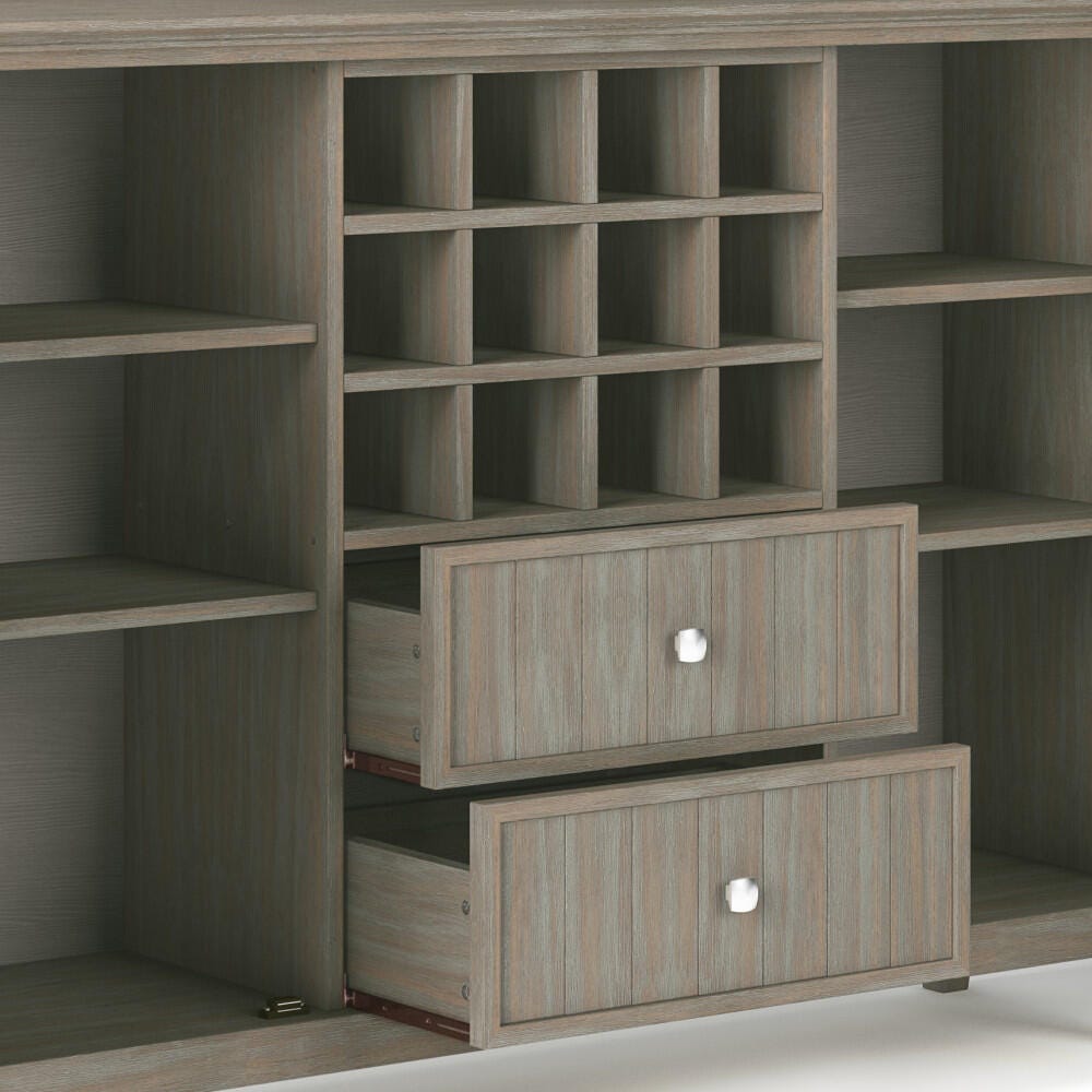 Bedford Solid Wood 54 inch Wide Rustic Sideboard Buffet and Winerack, Distressed Gray, large