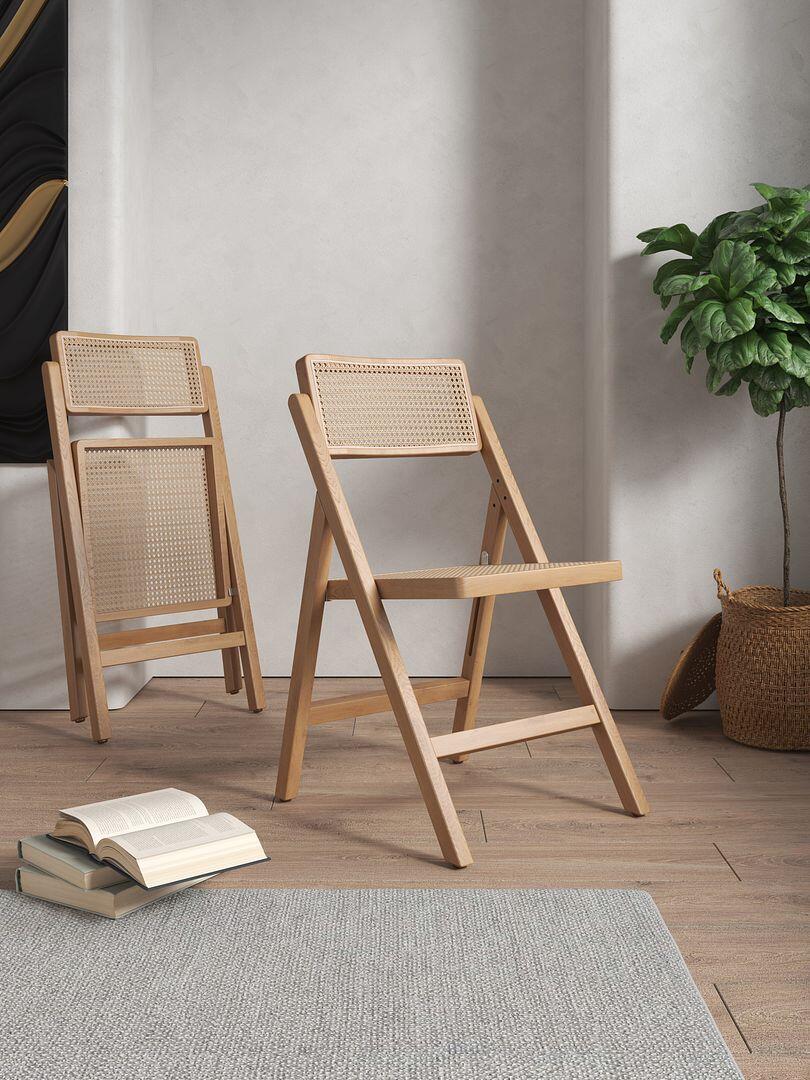 Manhattan Comfort Pullman Dining Chair (Set of 4), Natural, rollover
