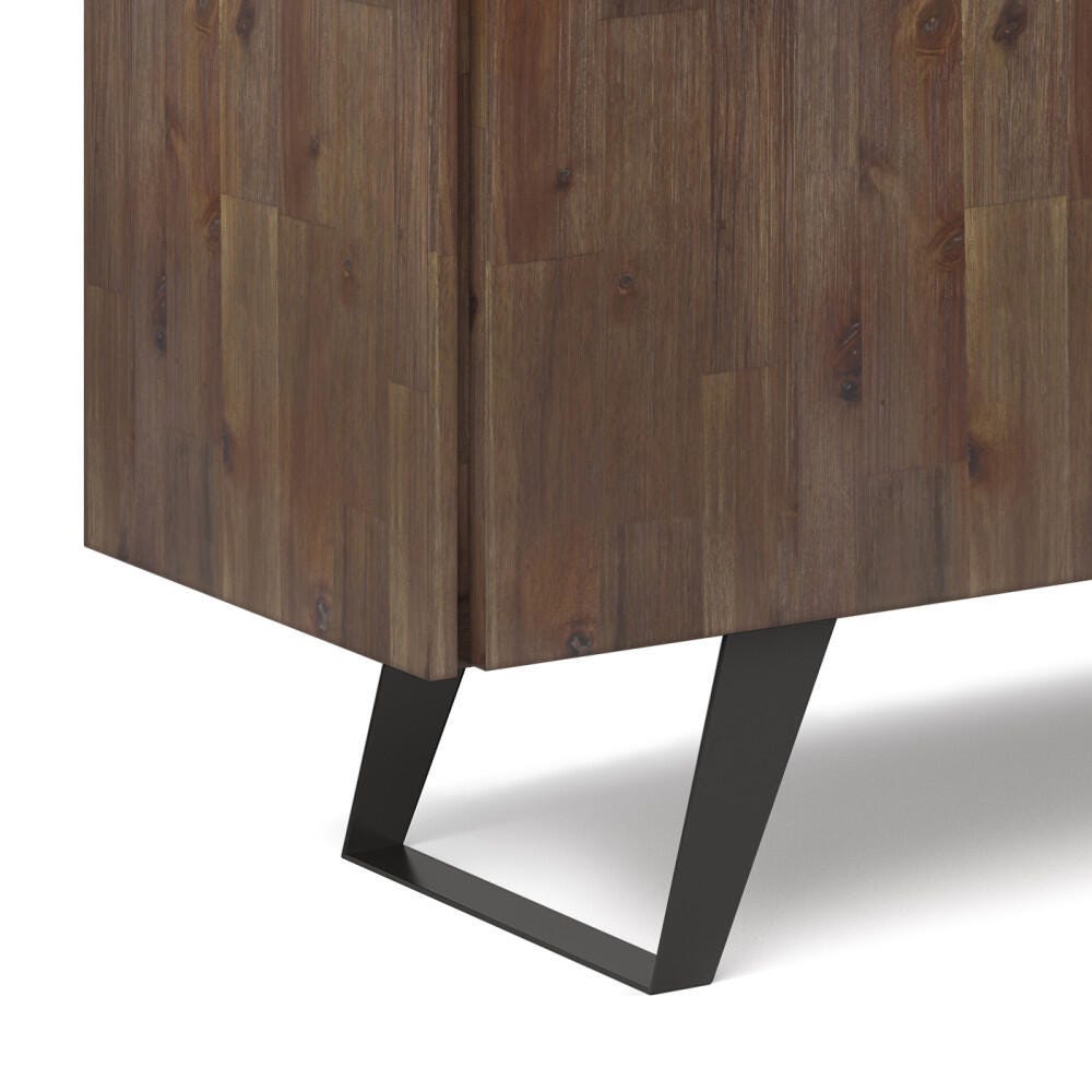 Lowry Solid Acacia Wood and Metal 60 inch Industrial Sideboard Buffet, Brown, large