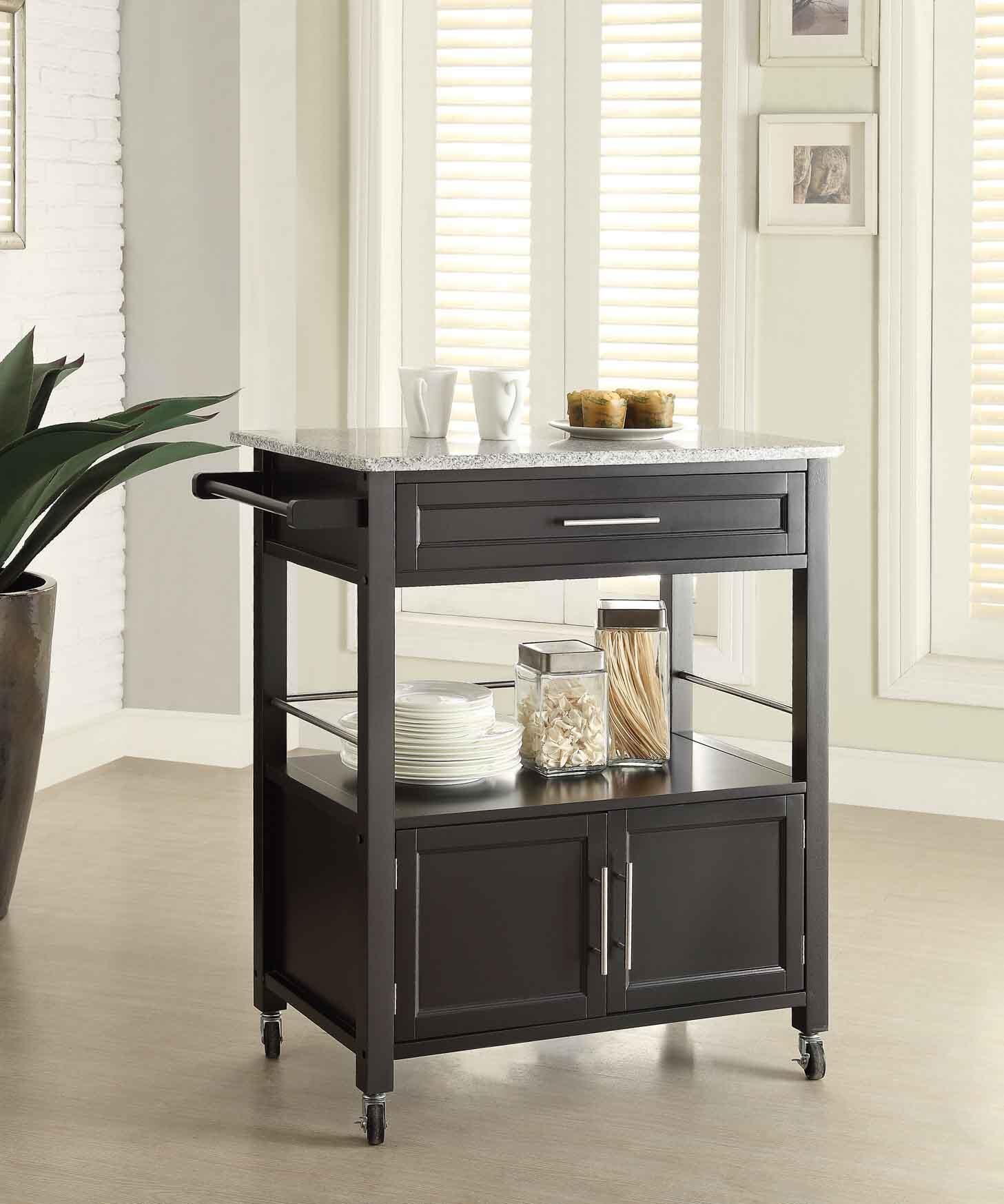 Linon Cameron Kitchen Cart, Black, large