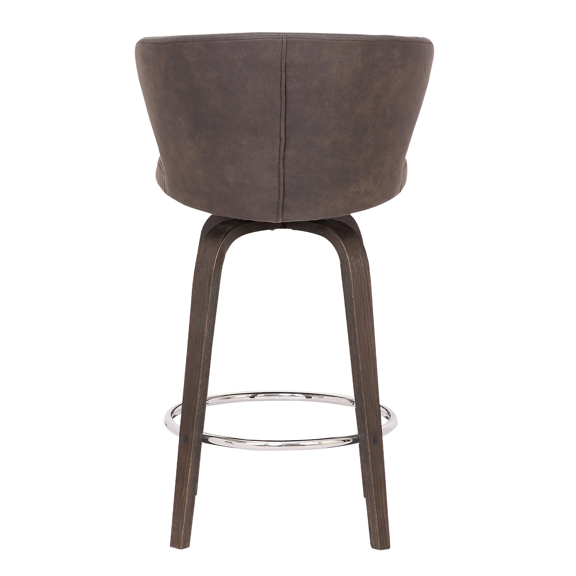 Mynette 30" Swivel Brown Faux Leather Bar Stool, Brown, large