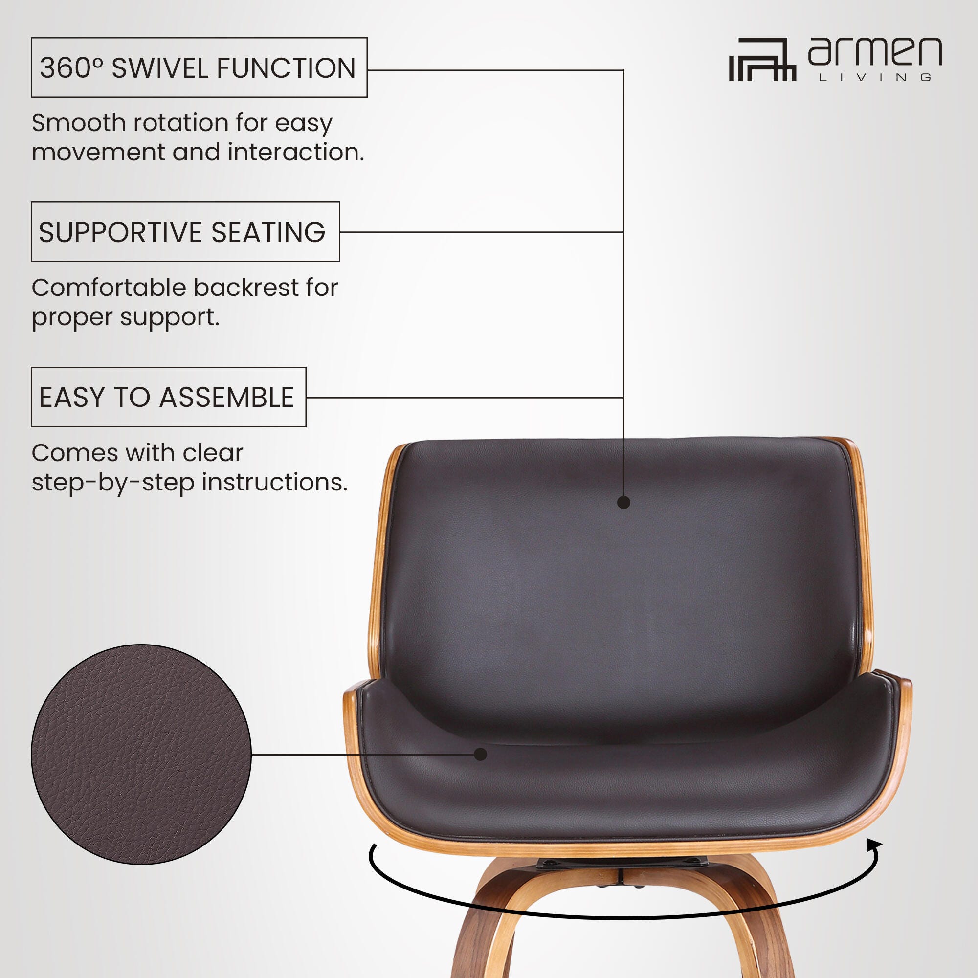 Tyler Tyler Barstool, Brown, large