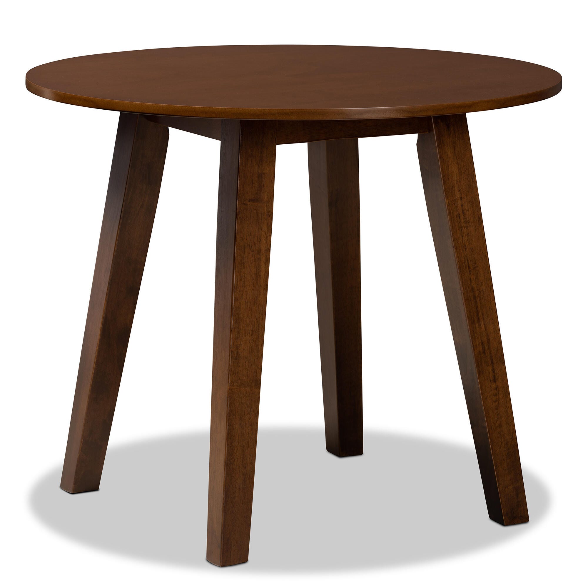 Baxton Studio Baxton Studio Ela Modern and Contemporary Walnut Brown Finished 35-Inch-Wide Round Wood Dining Table, Walnut, large