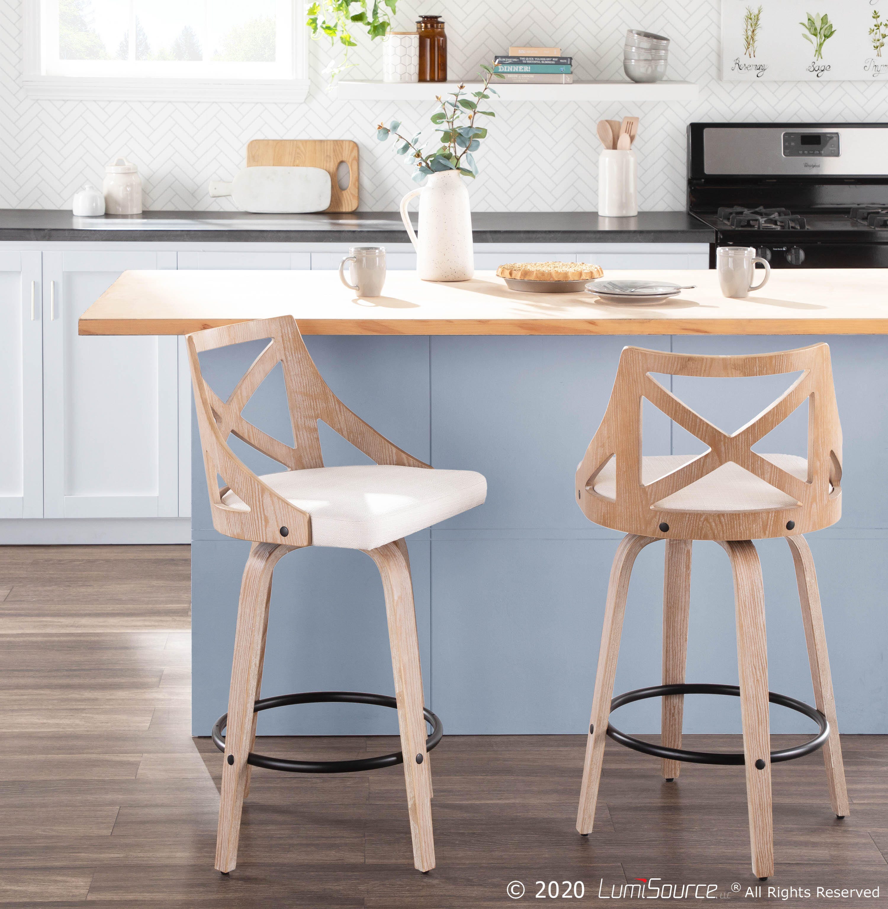 LumiSource Charlotte Counter Stool - Set of 2, , large