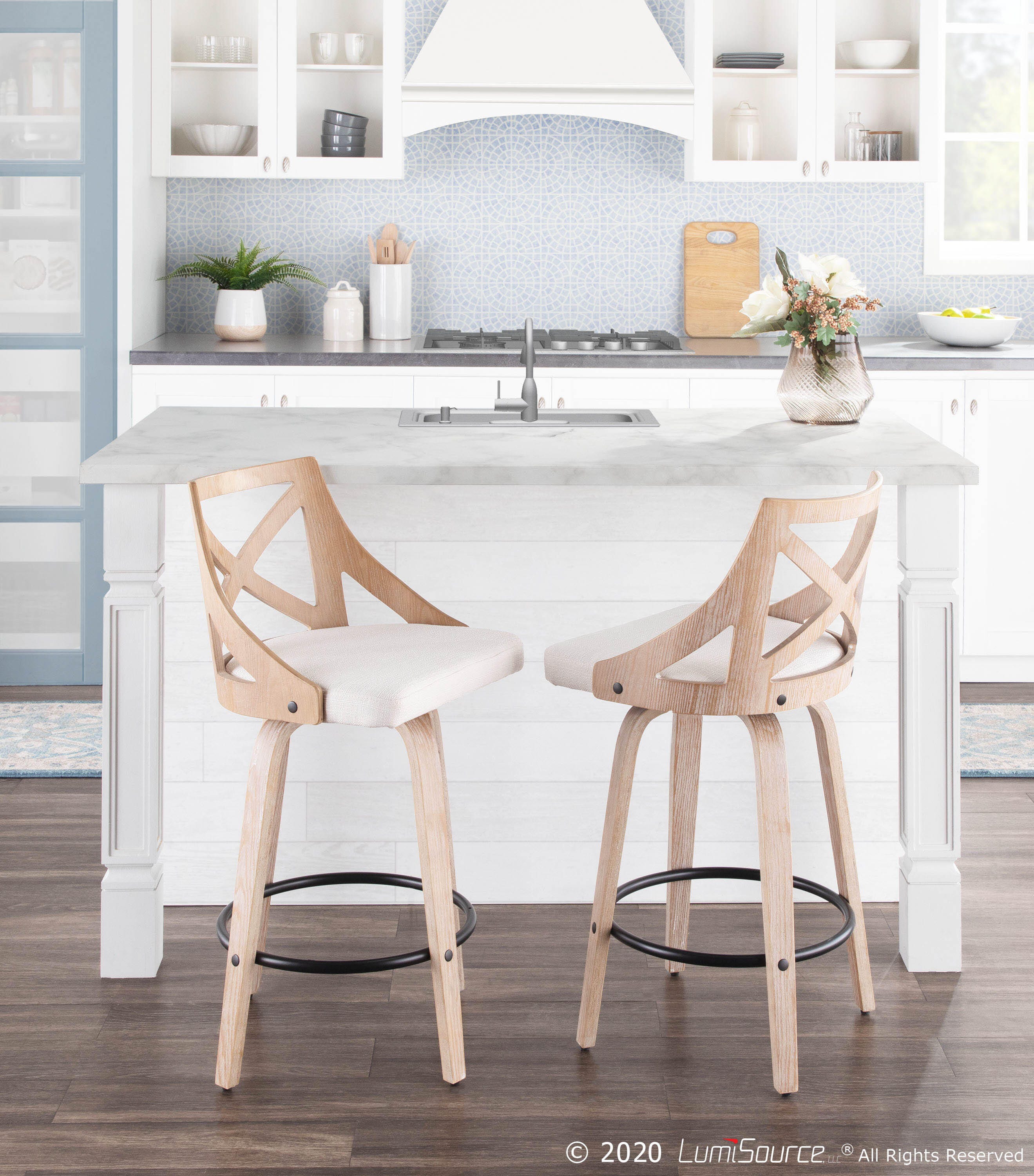 LumiSource Charlotte Counter Stool - Set of 2, , large