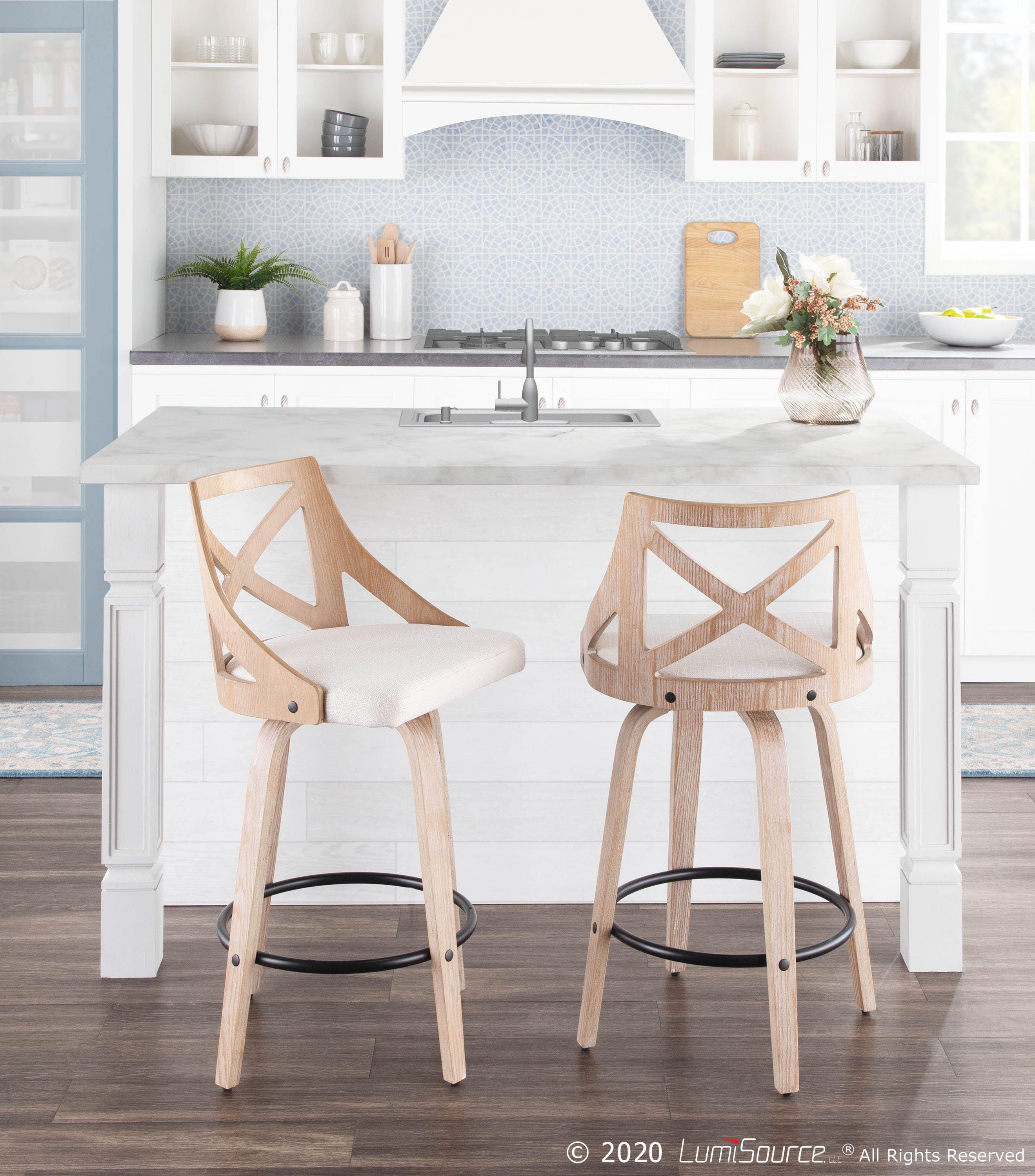 LumiSource Charlotte Counter Stool - Set of 2, , large