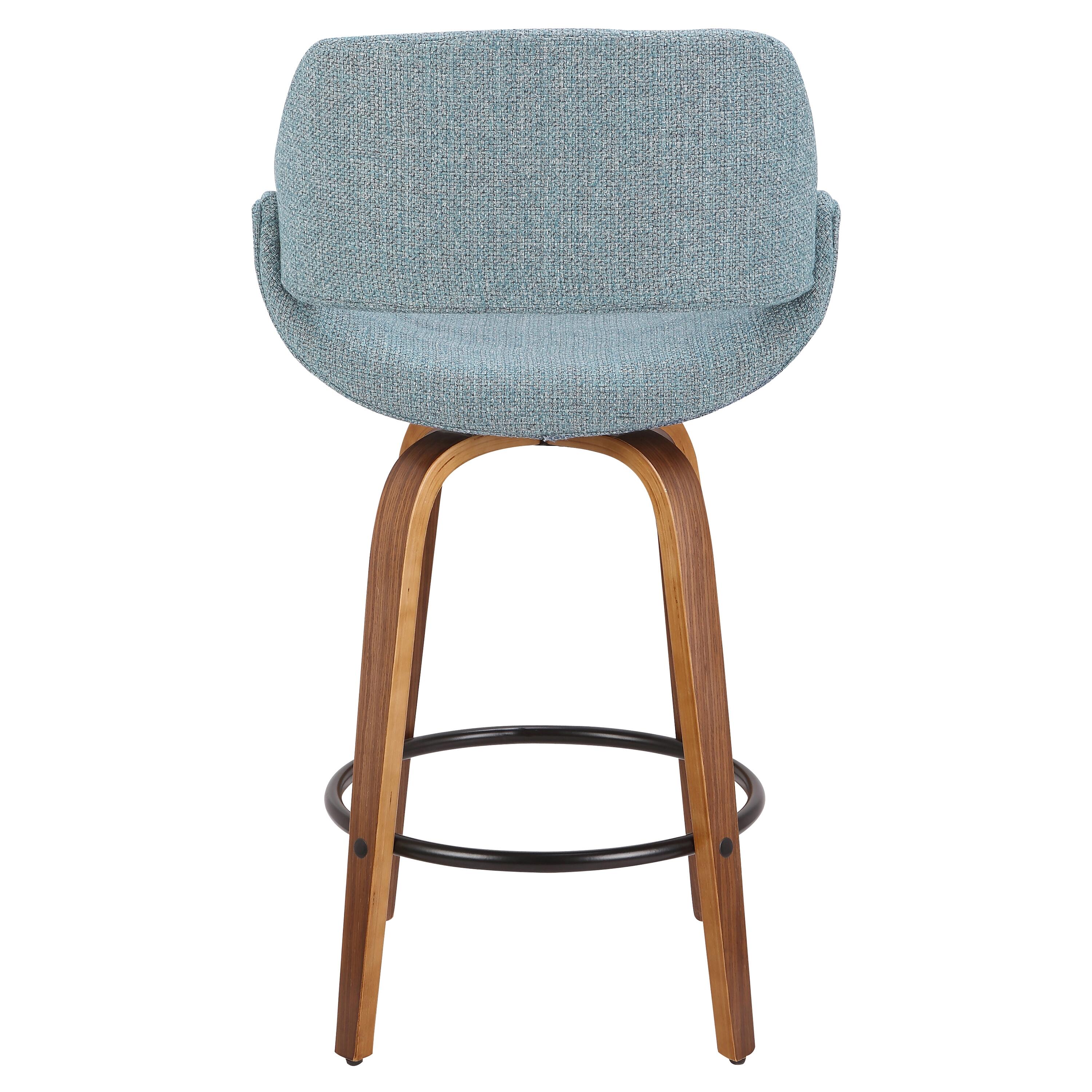 LumiSource Fabrico Counter Stool - Set of 2, Blue/Walnut, large
