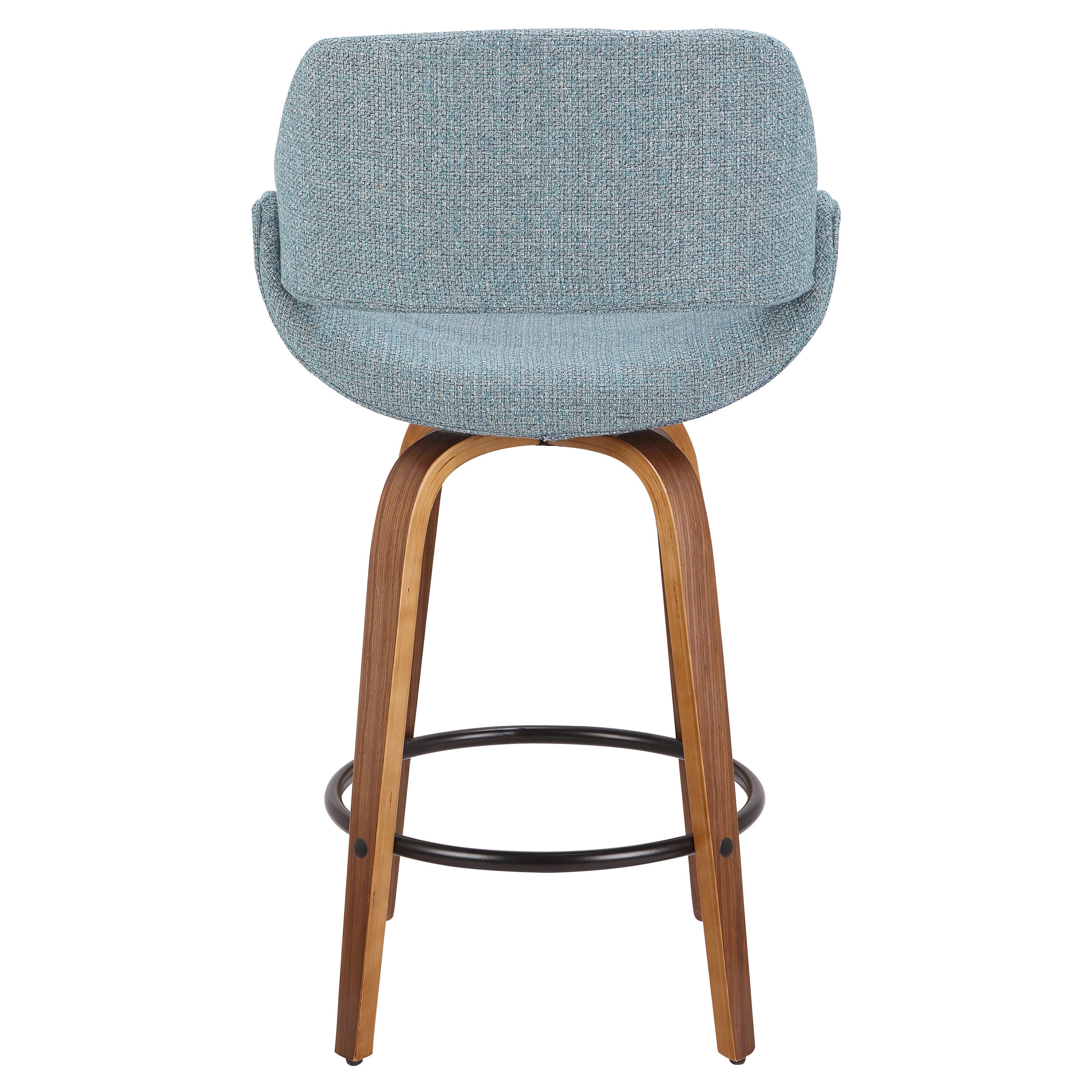 LumiSource Fabrico Counter Stool - Set of 2, Blue/Walnut, large