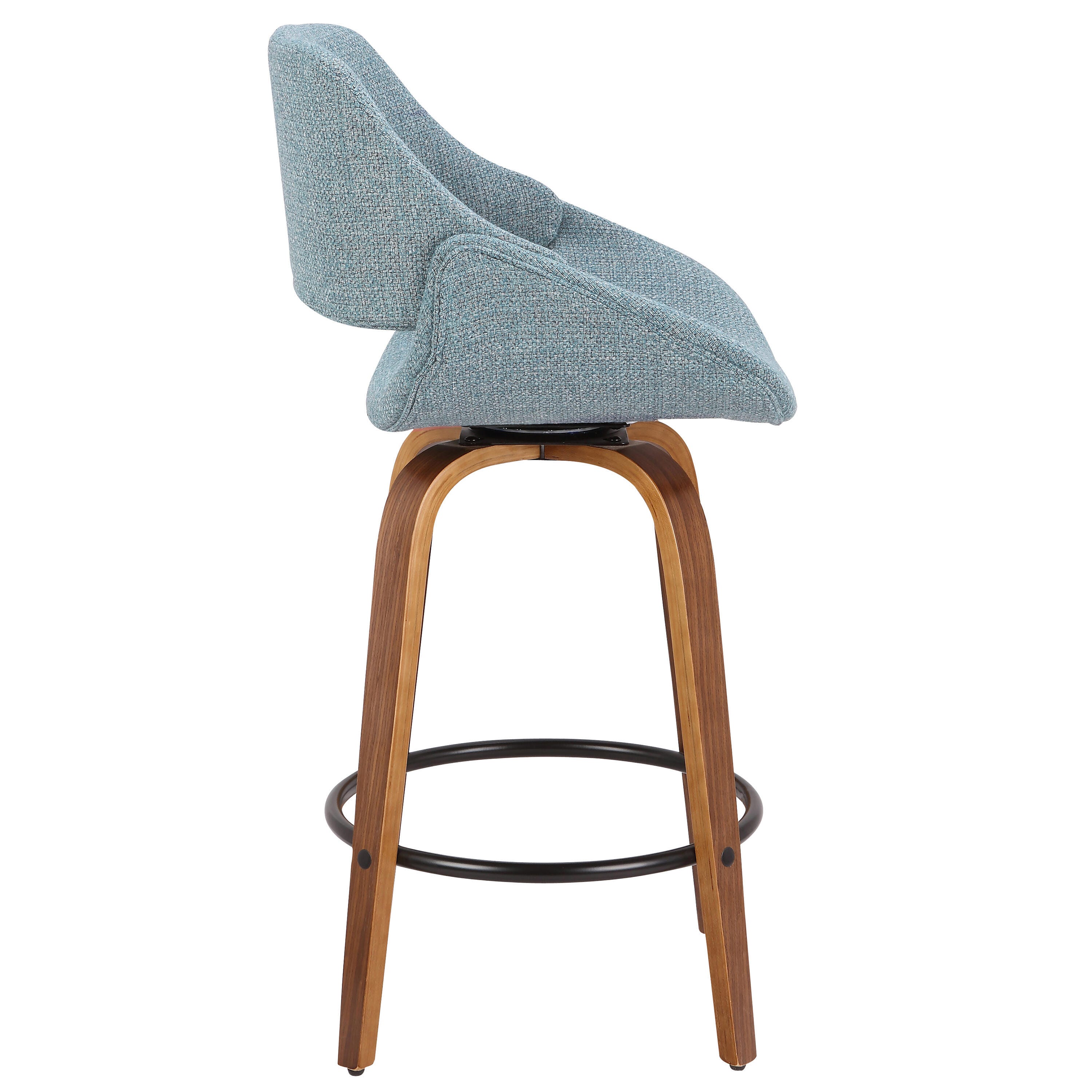LumiSource Fabrico Counter Stool - Set of 2, Blue/Walnut, large