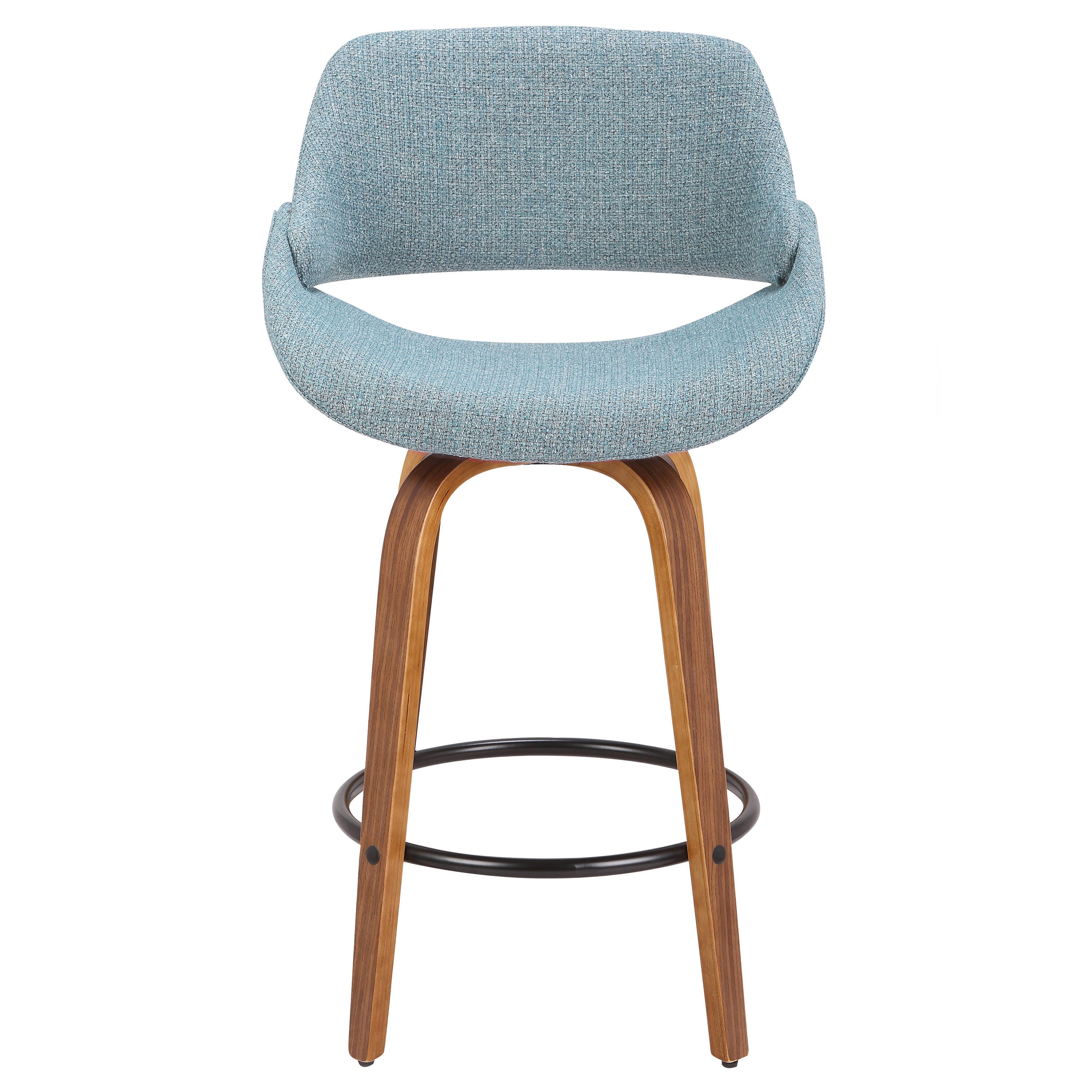 LumiSource Fabrico Counter Stool - Set of 2, Blue/Walnut, large