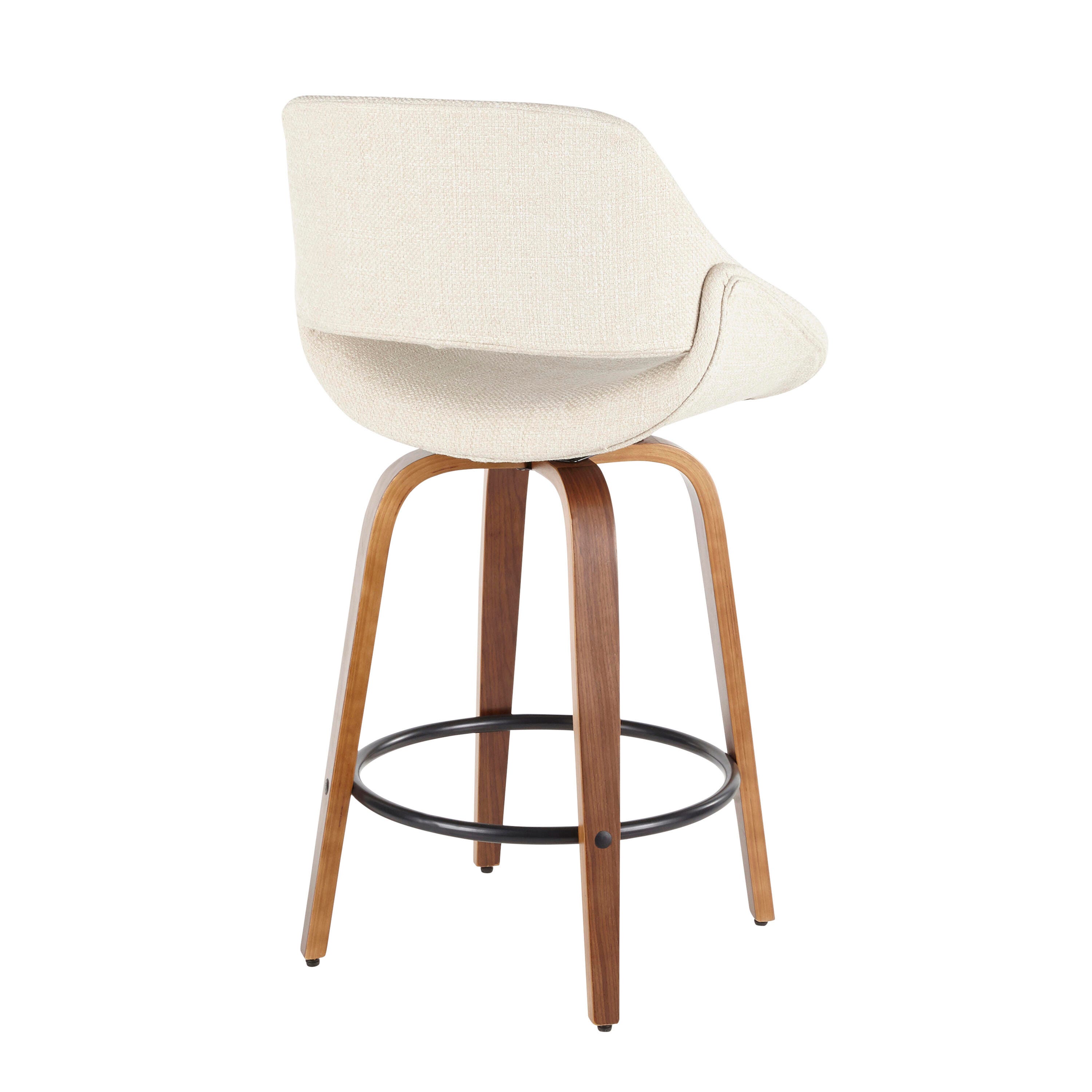 LumiSource Fabrico Counter Stool - Set of 2, Cream/Walnut/Black, large