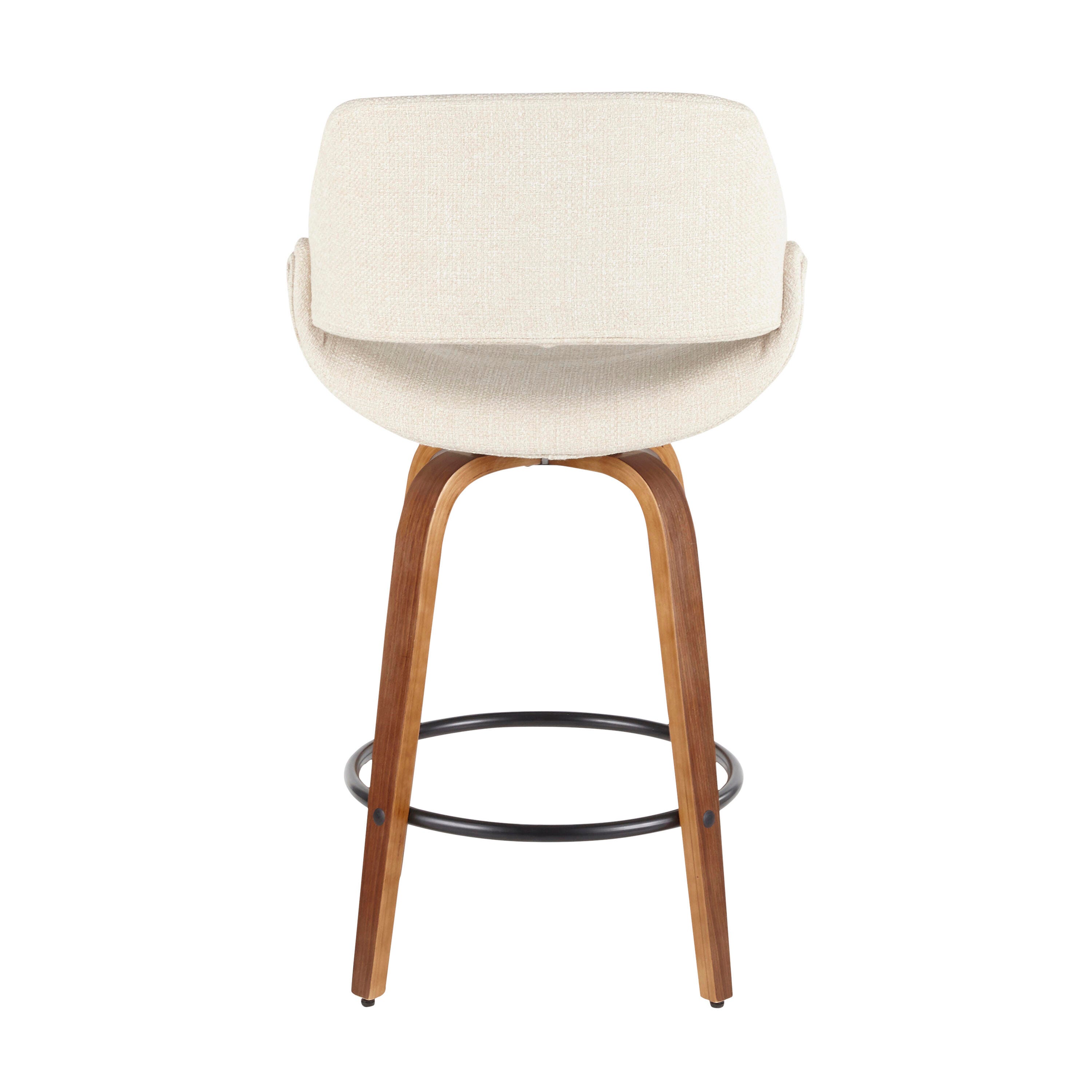 LumiSource Fabrico Counter Stool - Set of 2, Cream/Walnut/Black, large