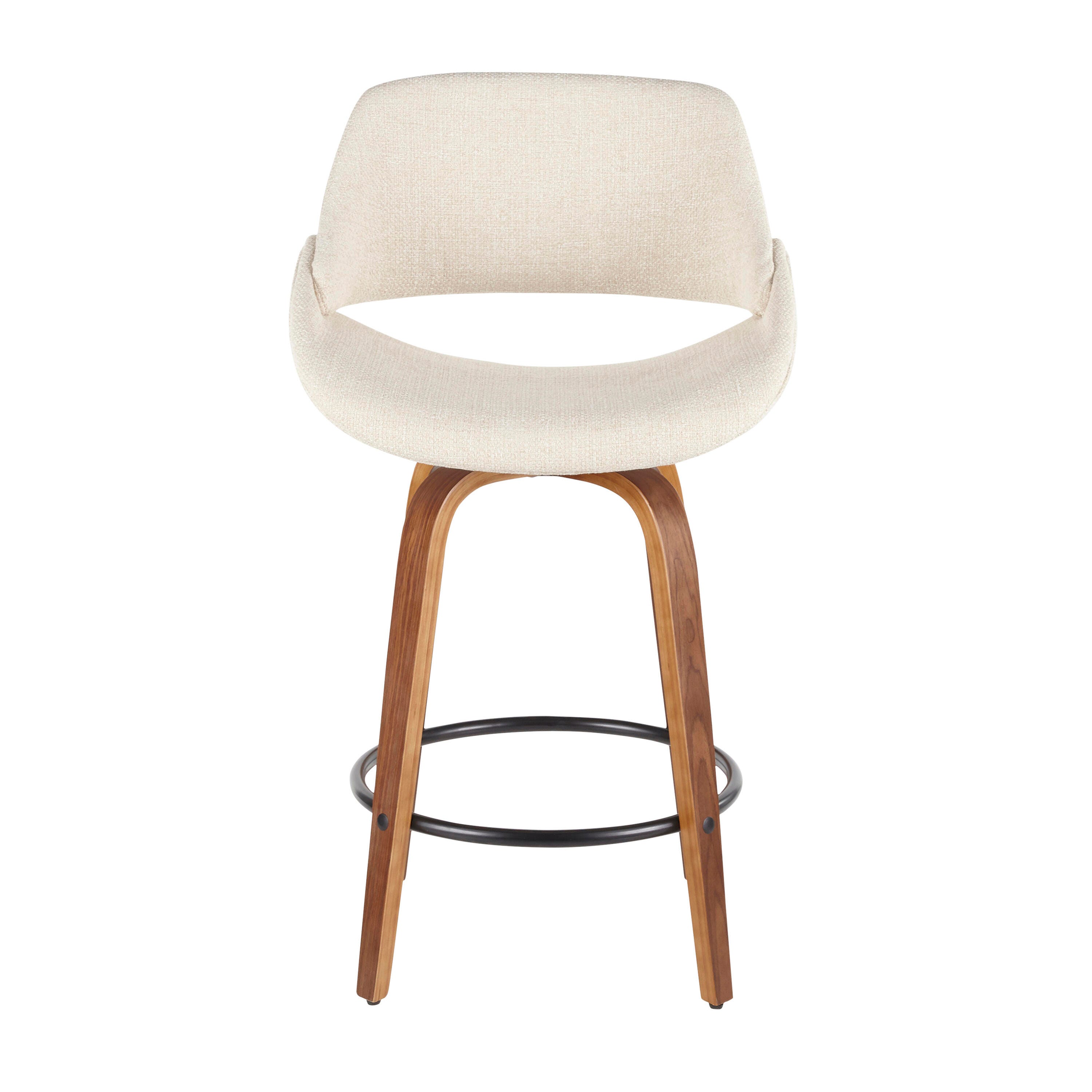 LumiSource Fabrico Counter Stool - Set of 2, Cream/Walnut/Black, large