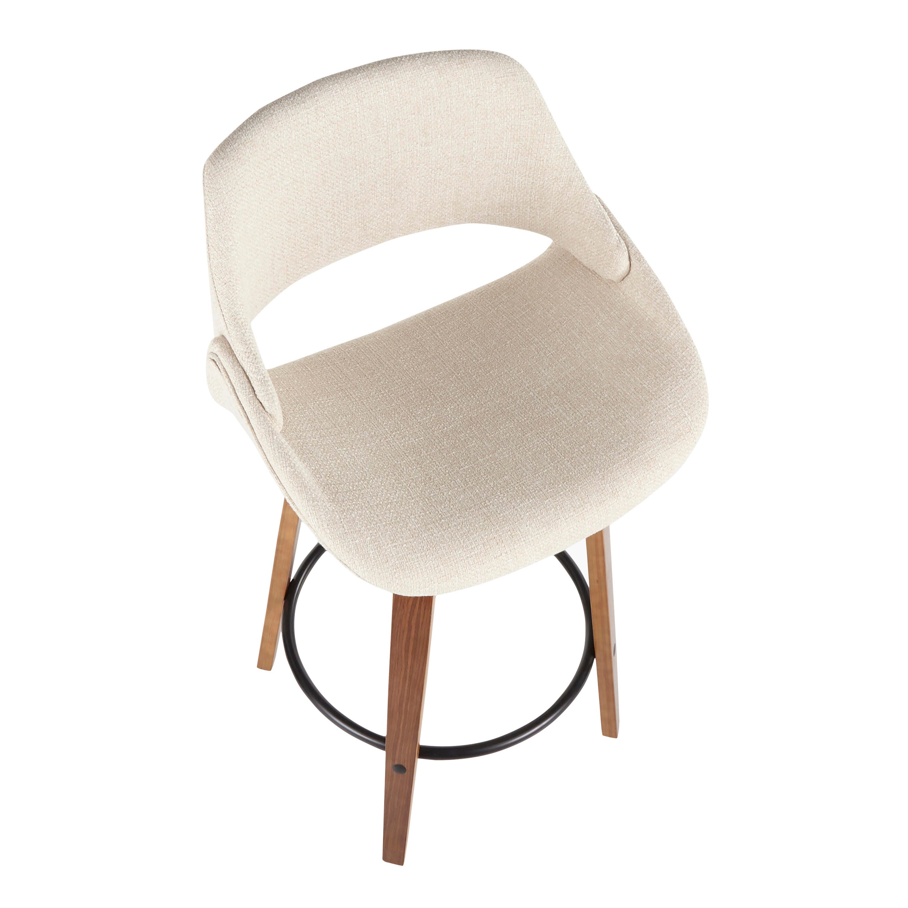 LumiSource Fabrico Counter Stool - Set of 2, Cream/Walnut/Black, large