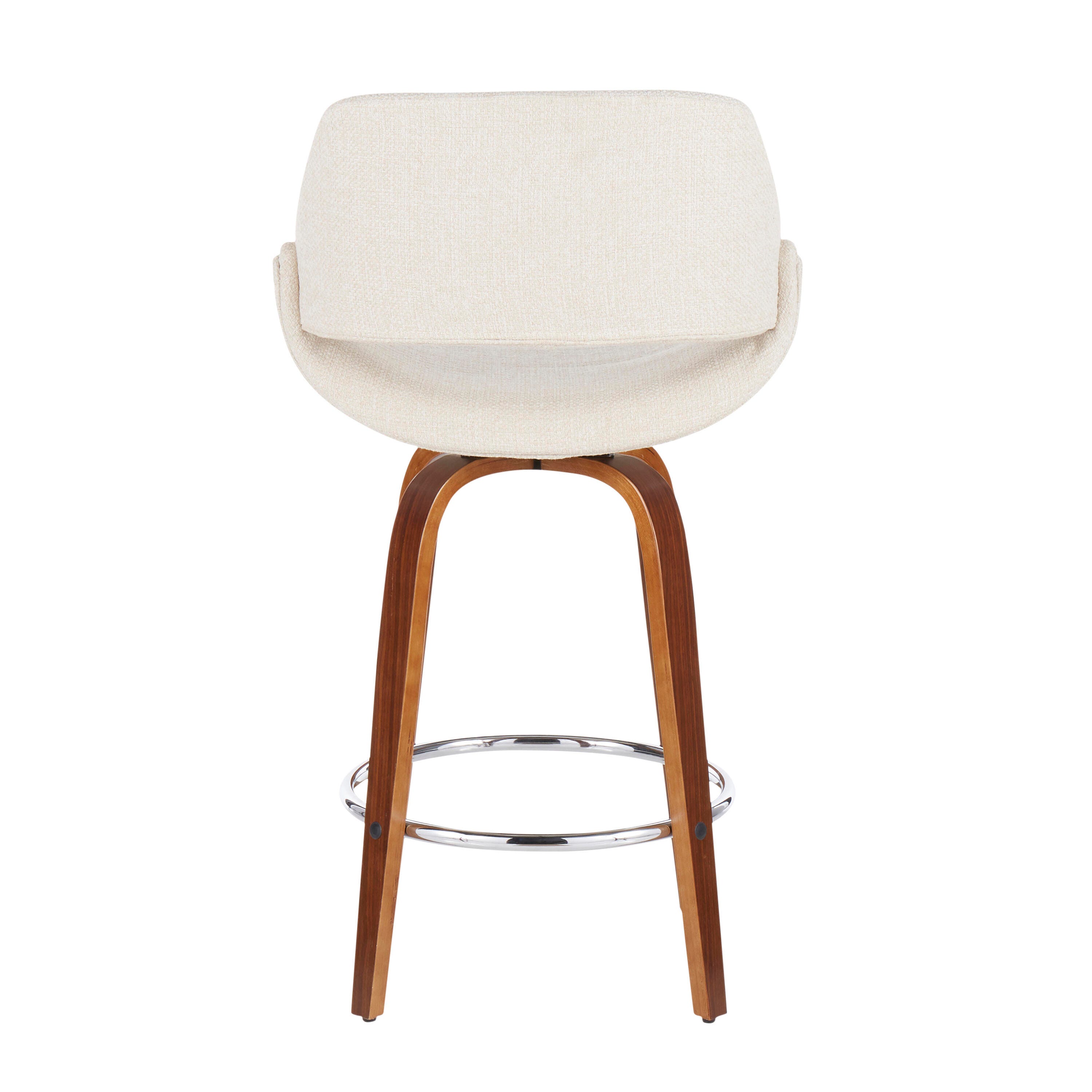 LumiSource Fabrico Counter Stool - Set of 2, Walnut/Cream/Chrome, large