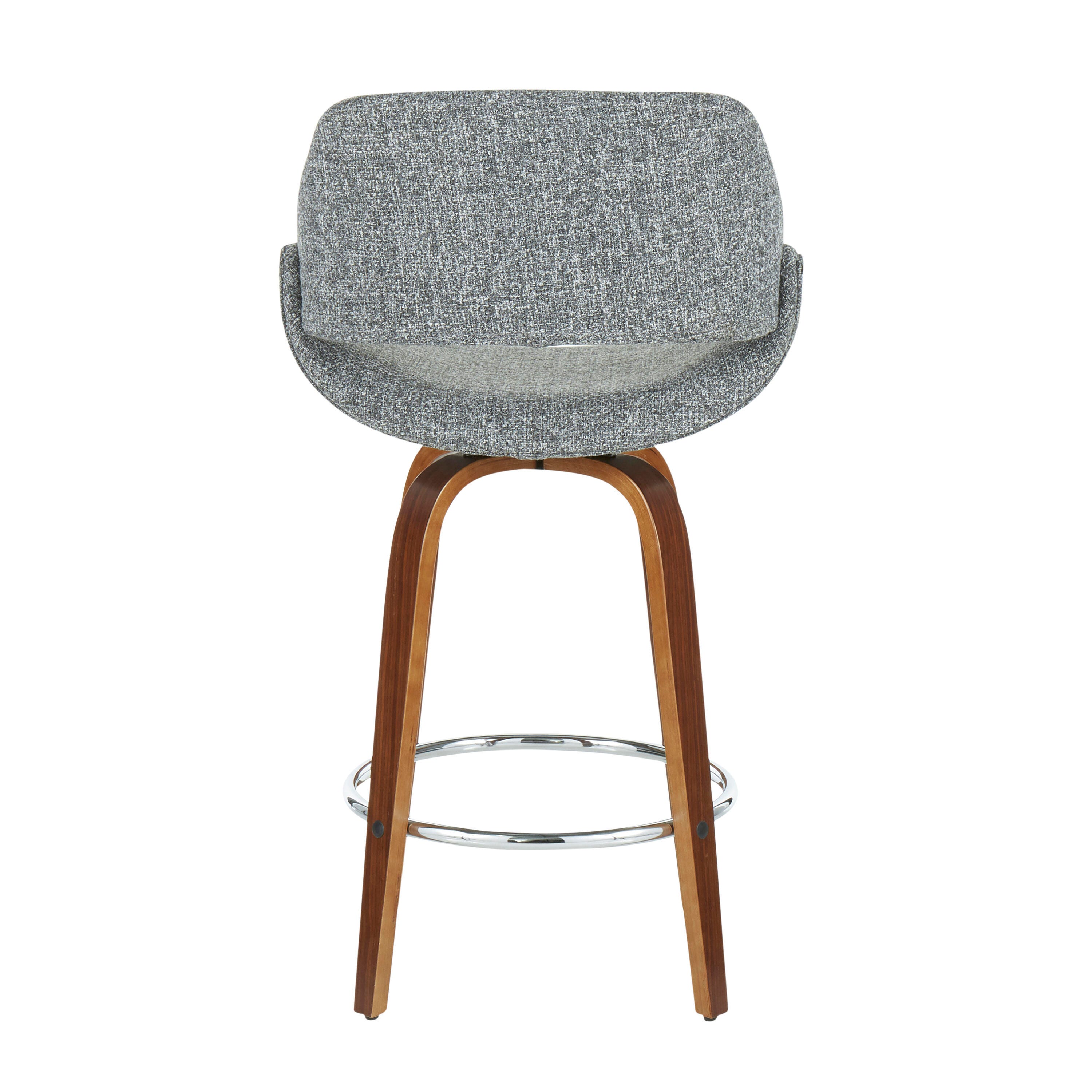 LumiSource Fabrico Counter Stool - Set of 2, Walnut/Gray/Chrome, large