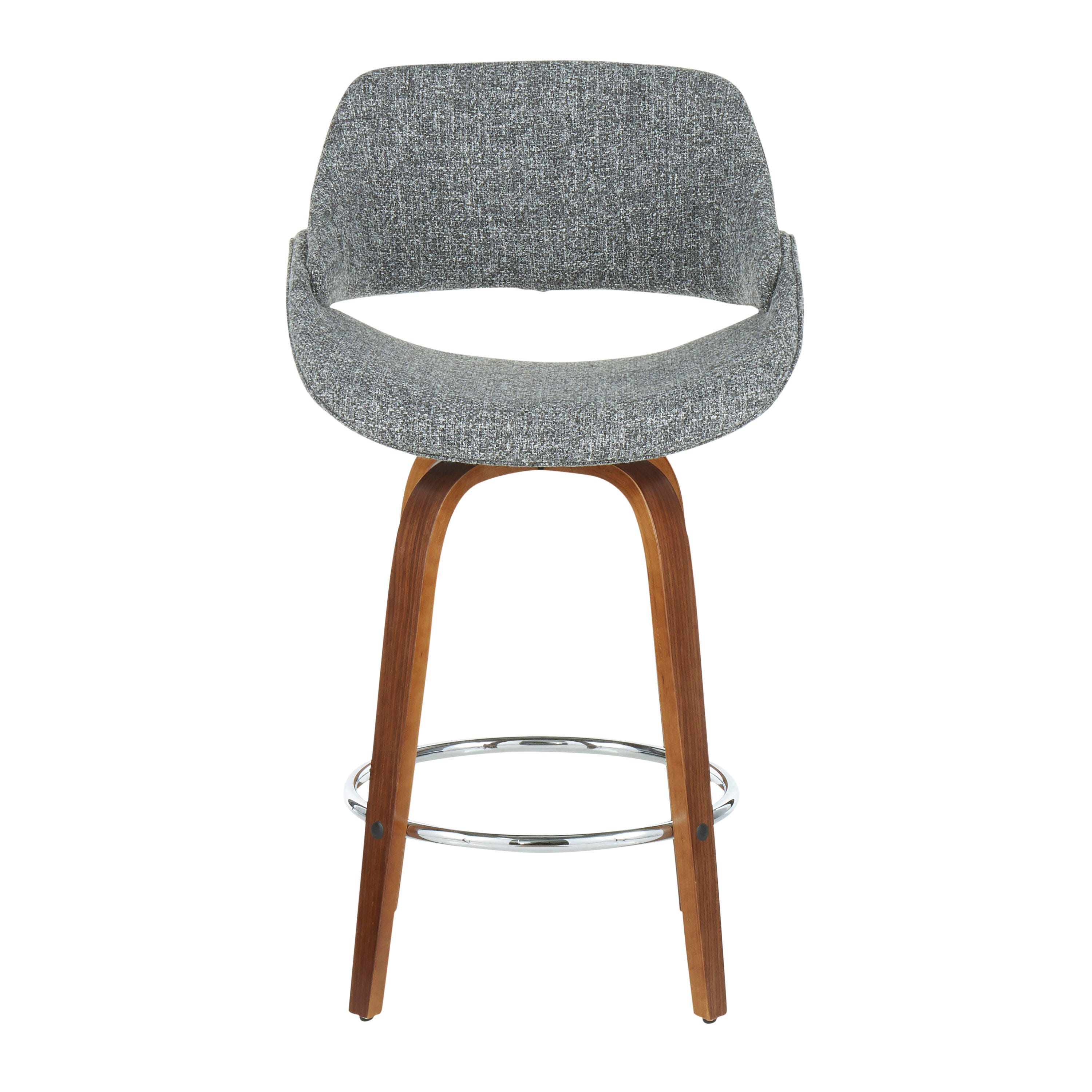 LumiSource Fabrico Counter Stool - Set of 2, Walnut/Gray/Chrome, large