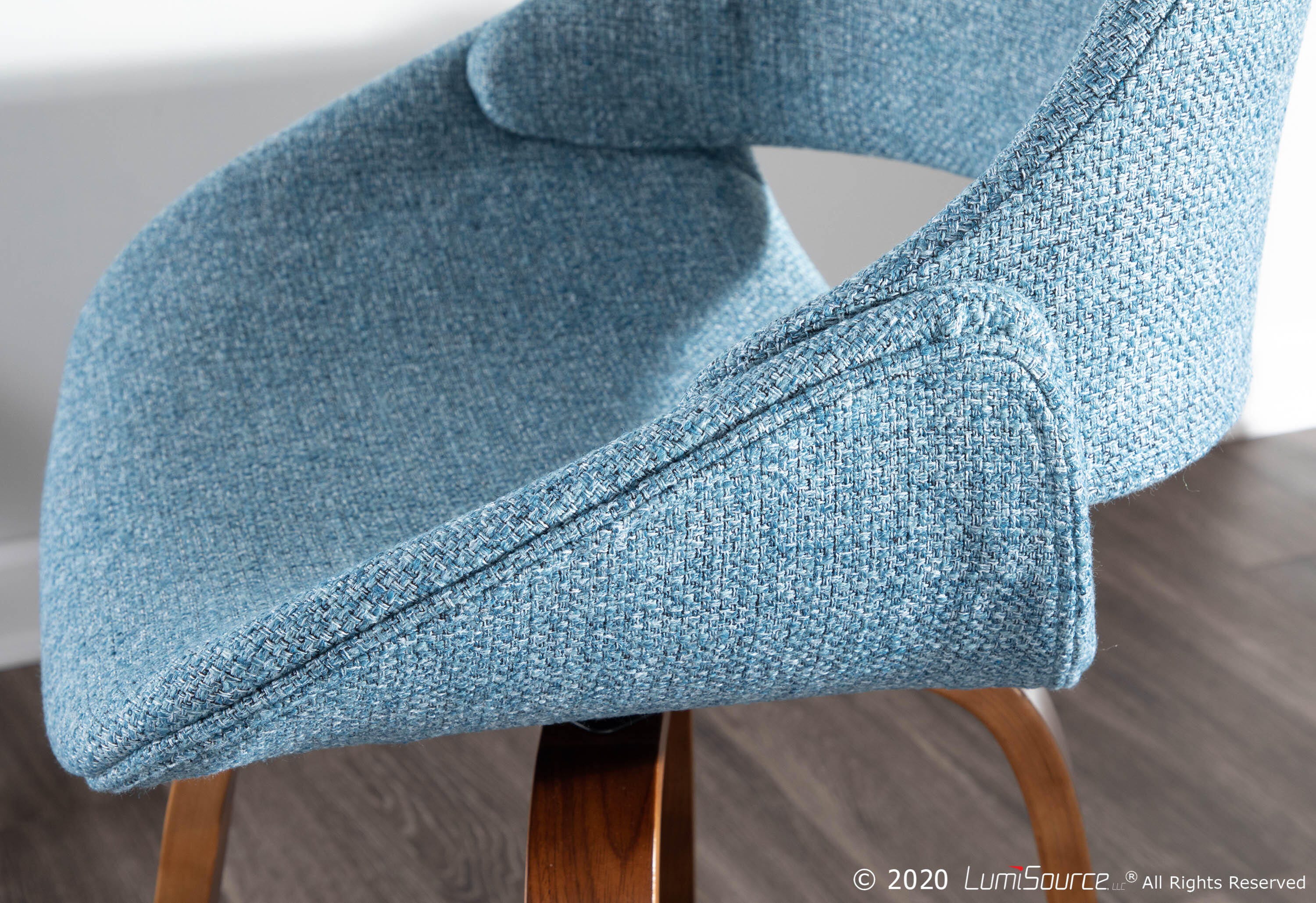 LumiSource Fabrico Counter Stool - Set of 2, Walnut/Blue/Black, large