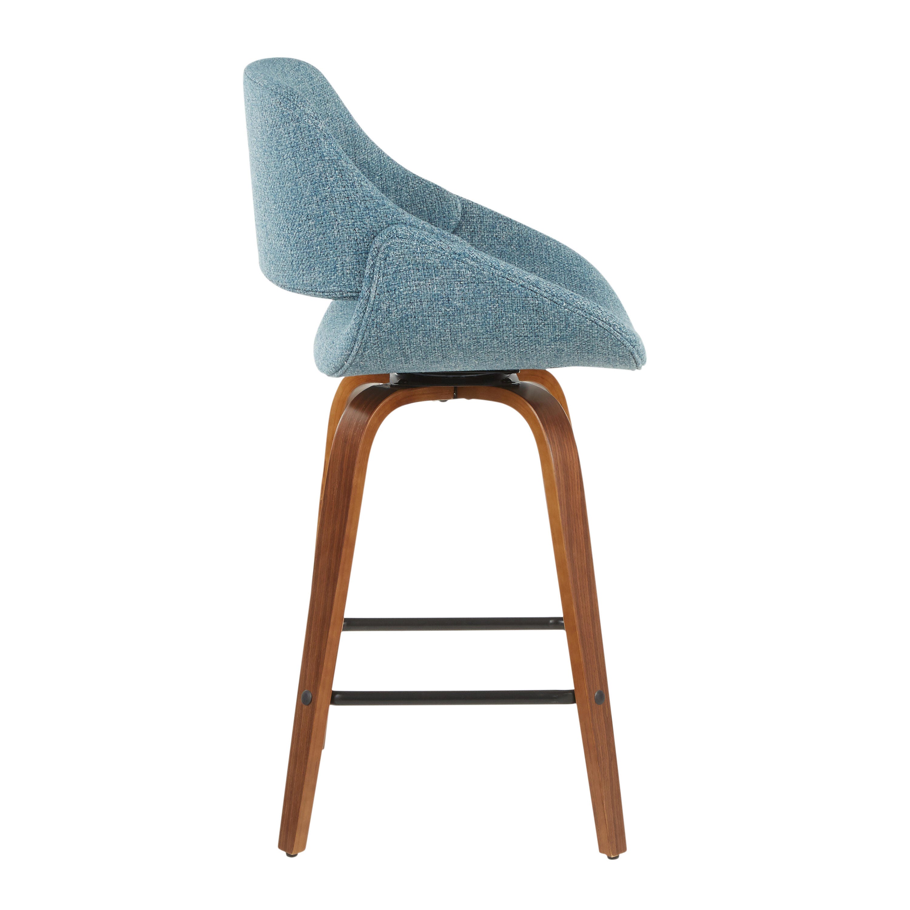 LumiSource Fabrico Counter Stool - Set of 2, Walnut/Blue/Black, large