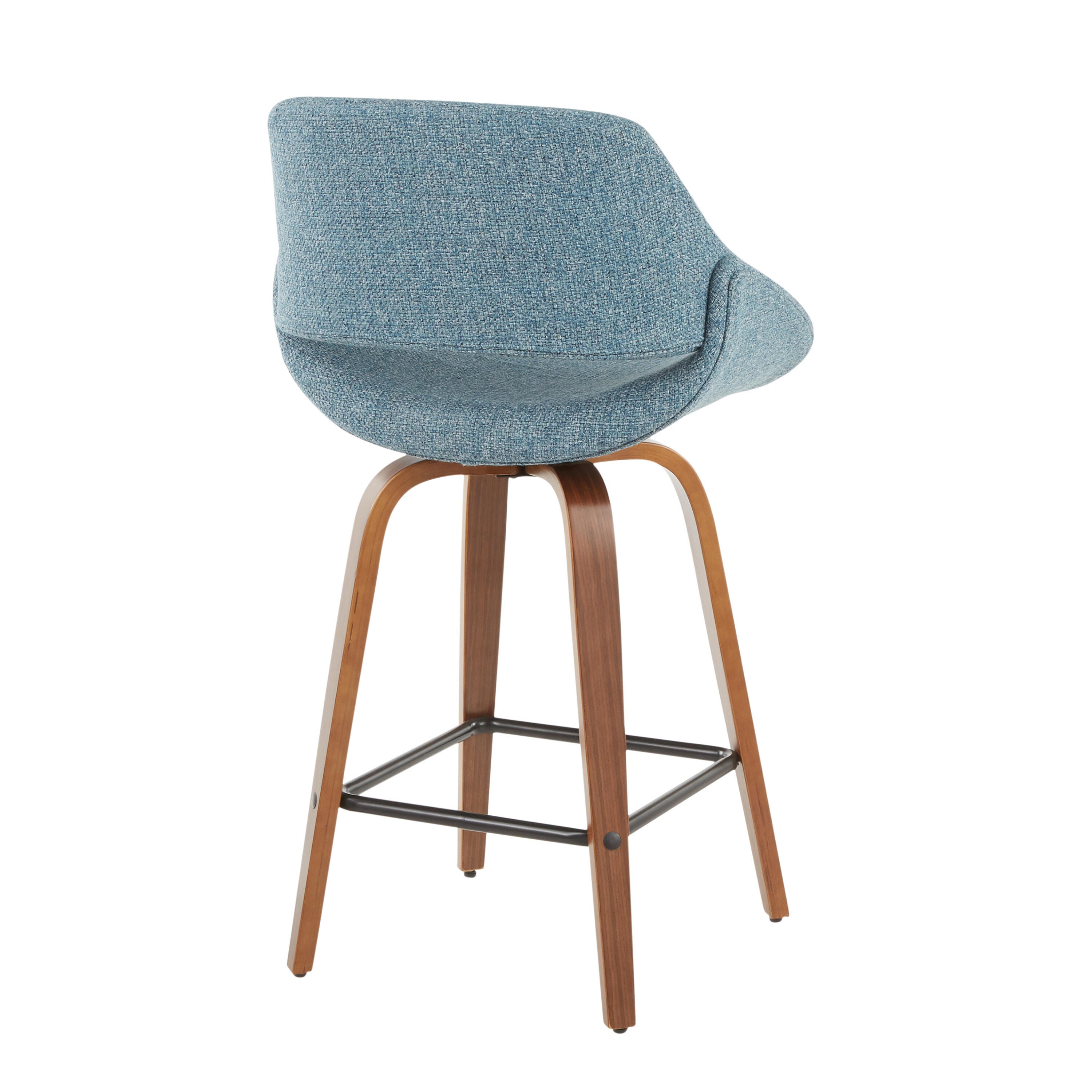LumiSource Fabrico Counter Stool - Set of 2, Walnut/Blue/Black, large