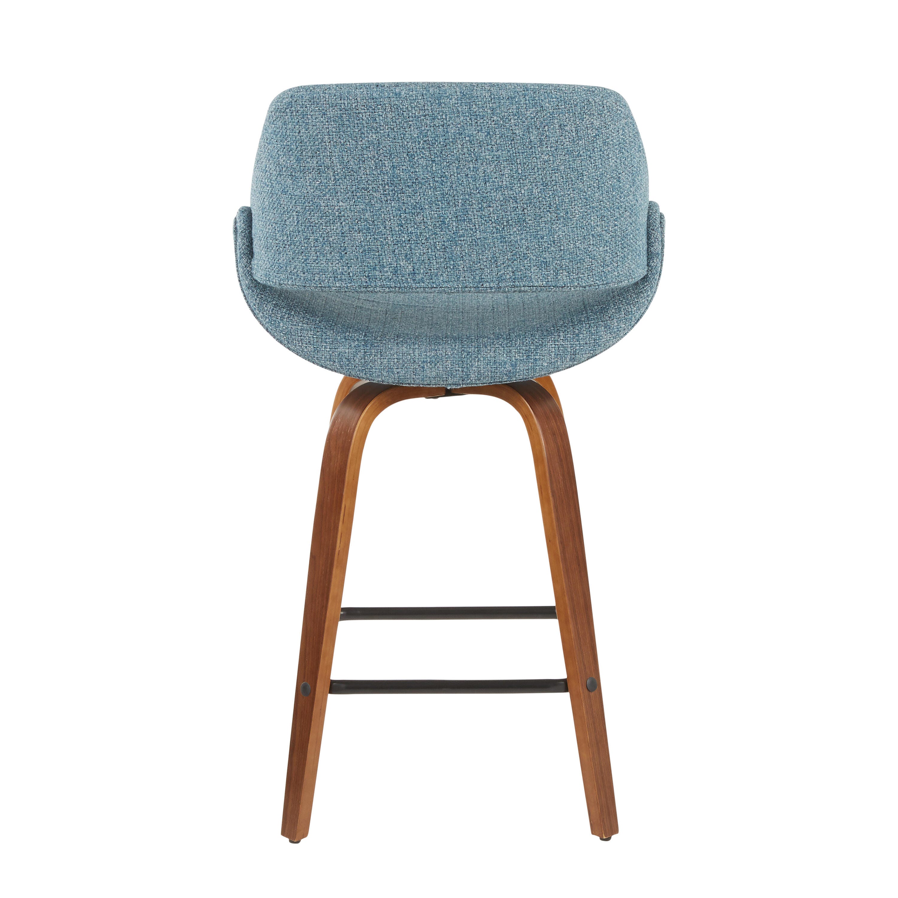 LumiSource Fabrico Counter Stool - Set of 2, Walnut/Blue/Black, large
