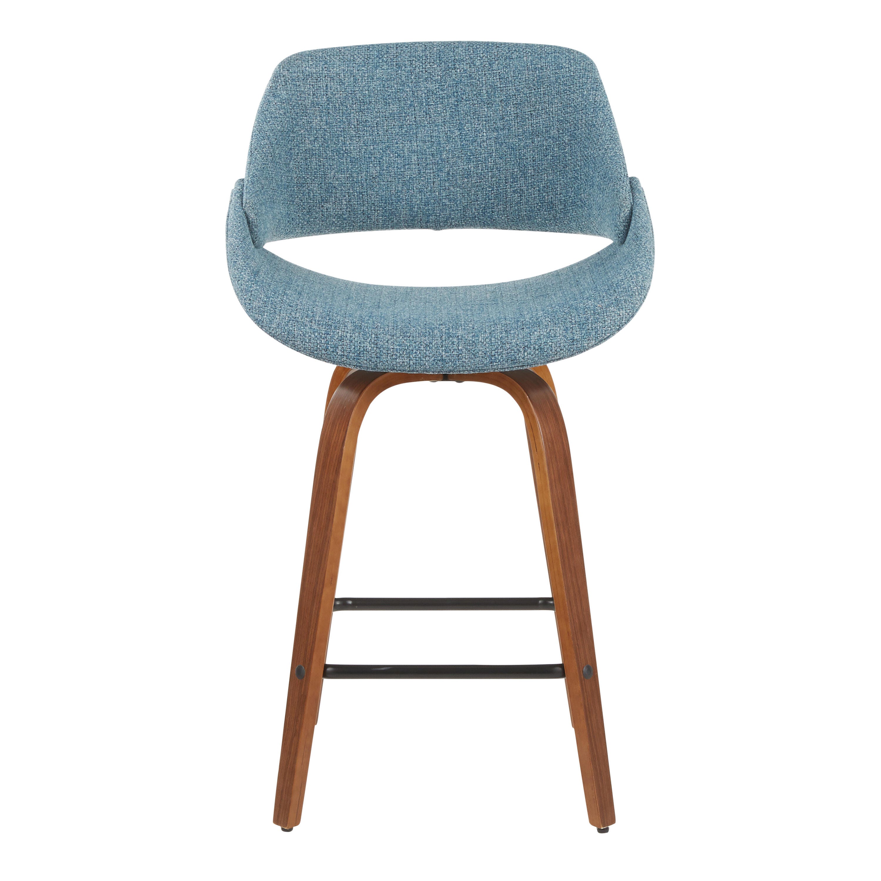 LumiSource Fabrico Counter Stool - Set of 2, Walnut/Blue/Black, large