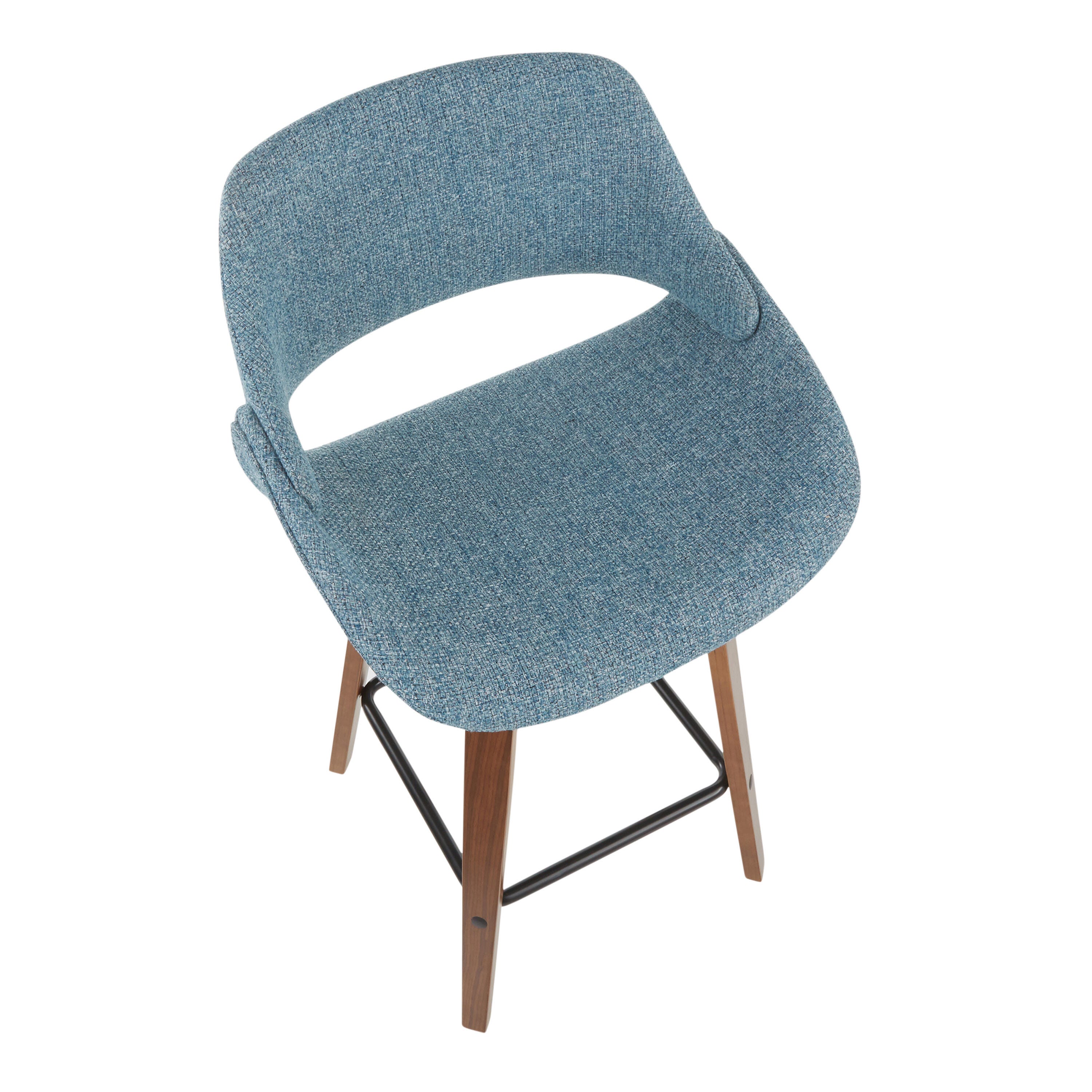 LumiSource Fabrico Counter Stool - Set of 2, Walnut/Blue/Black, large