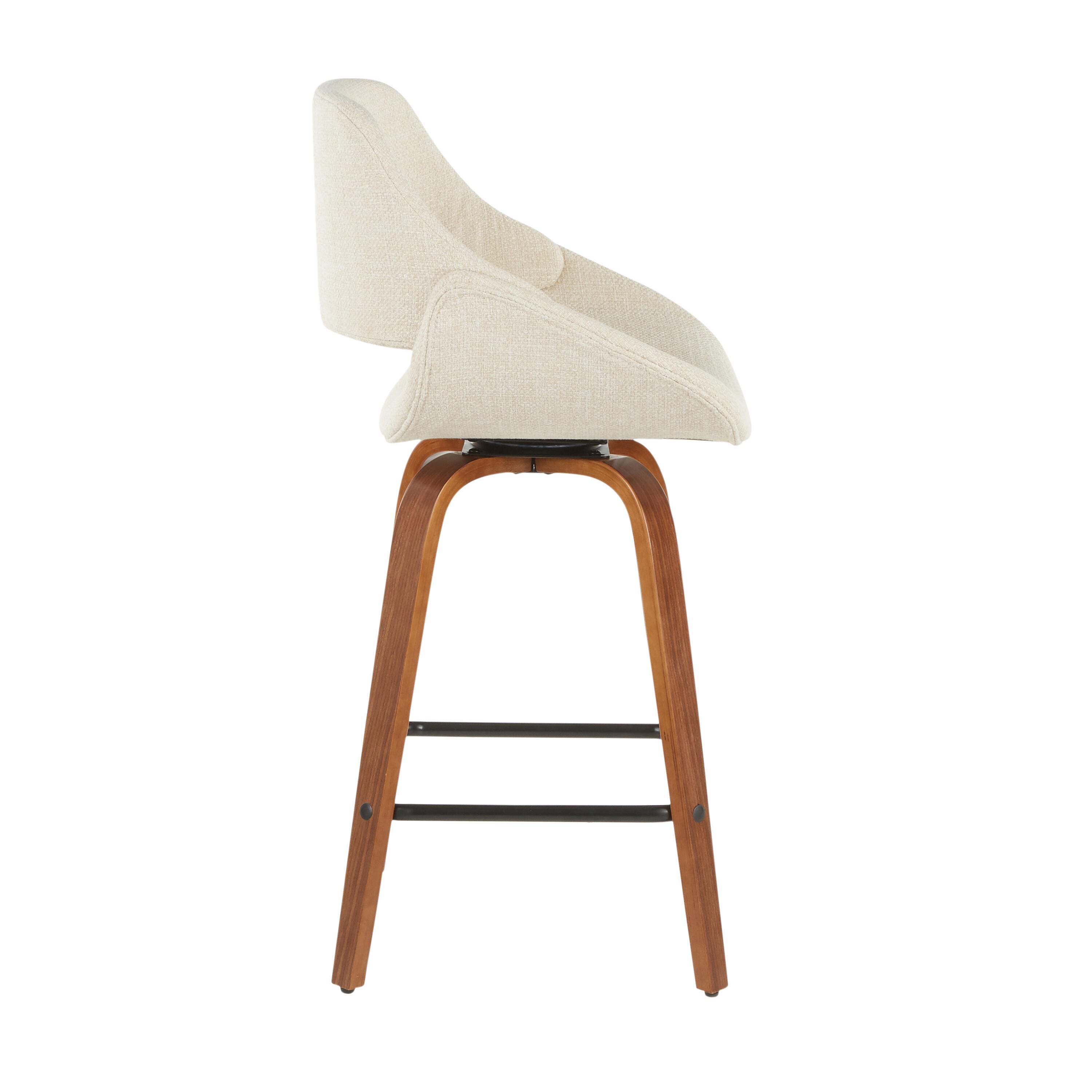 LumiSource Fabrico Counter Stool - Set of 2, Walnut/Cream/Black, large