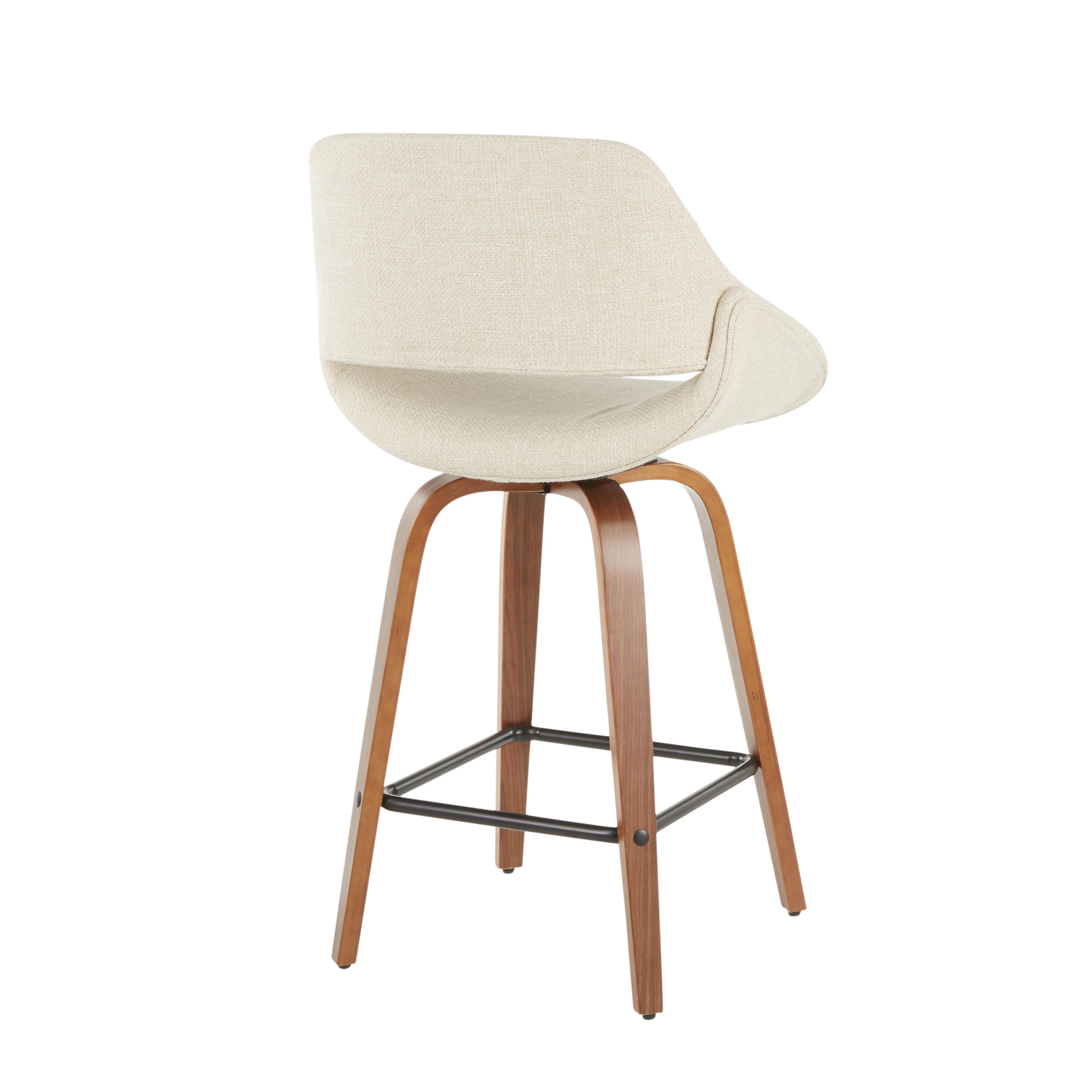 LumiSource Fabrico Counter Stool - Set of 2, Walnut/Cream/Black, large