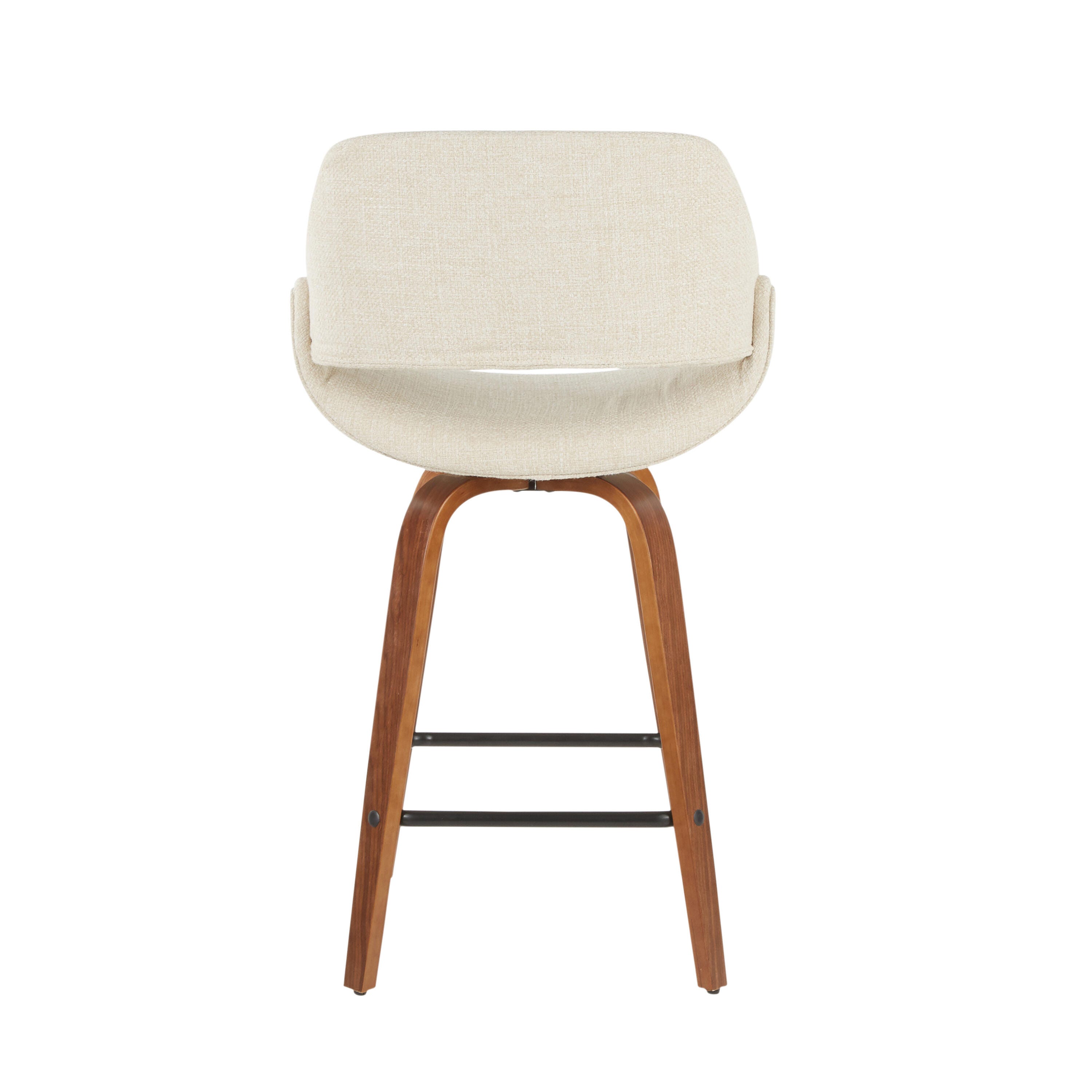 LumiSource Fabrico Counter Stool - Set of 2, Walnut/Cream/Black, large
