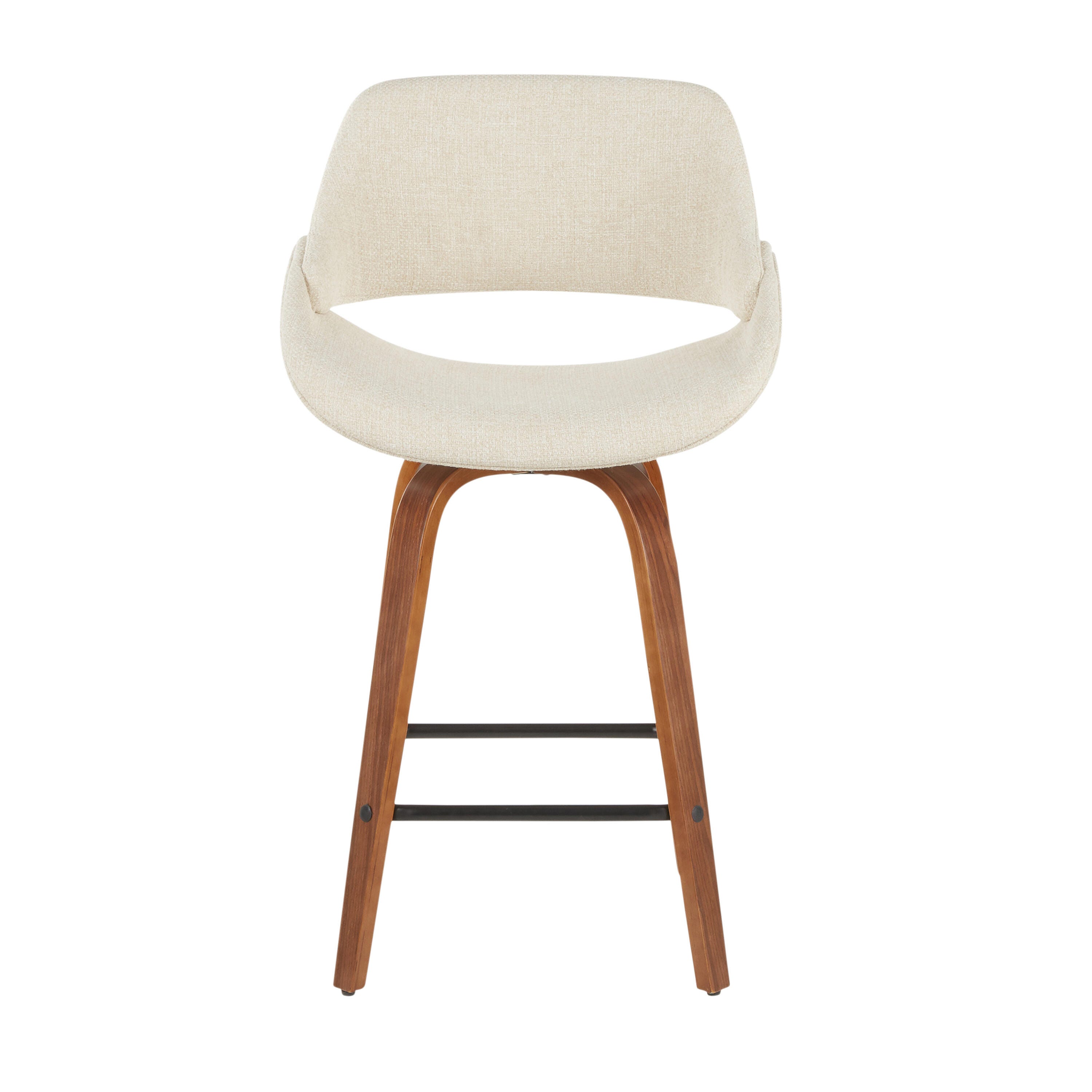 LumiSource Fabrico Counter Stool - Set of 2, Walnut/Cream/Black, large