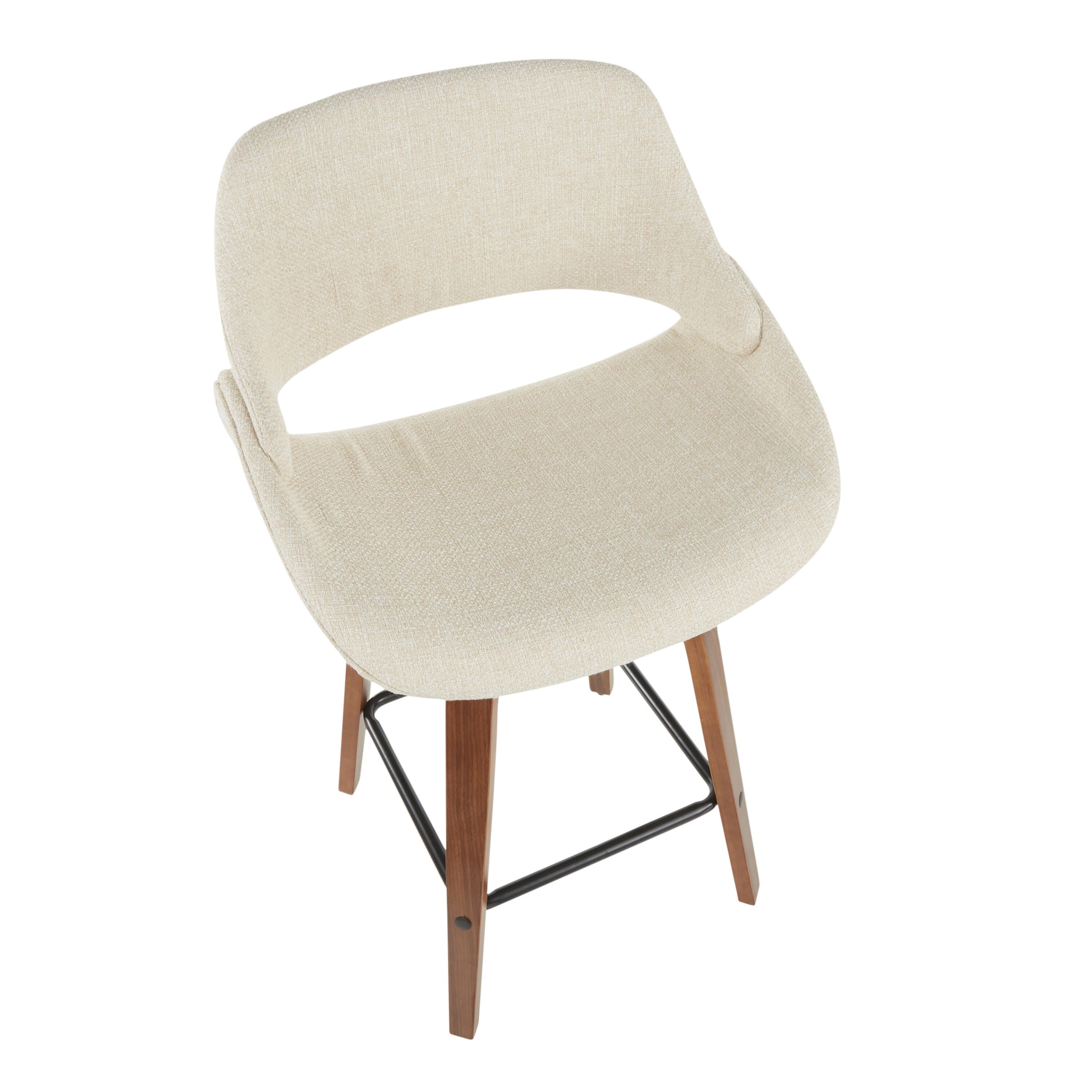 LumiSource Fabrico Counter Stool - Set of 2, Walnut/Cream/Black, large