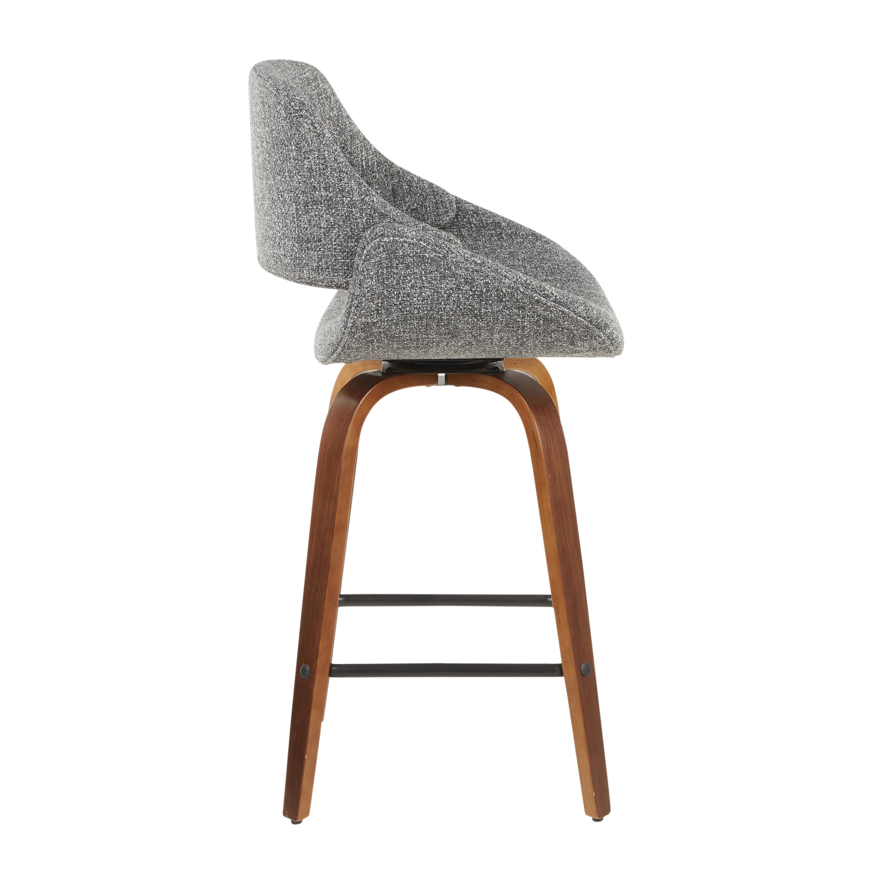LumiSource Fabrico Counter Stool - Set of 2, Walnut/Gray/Black, large