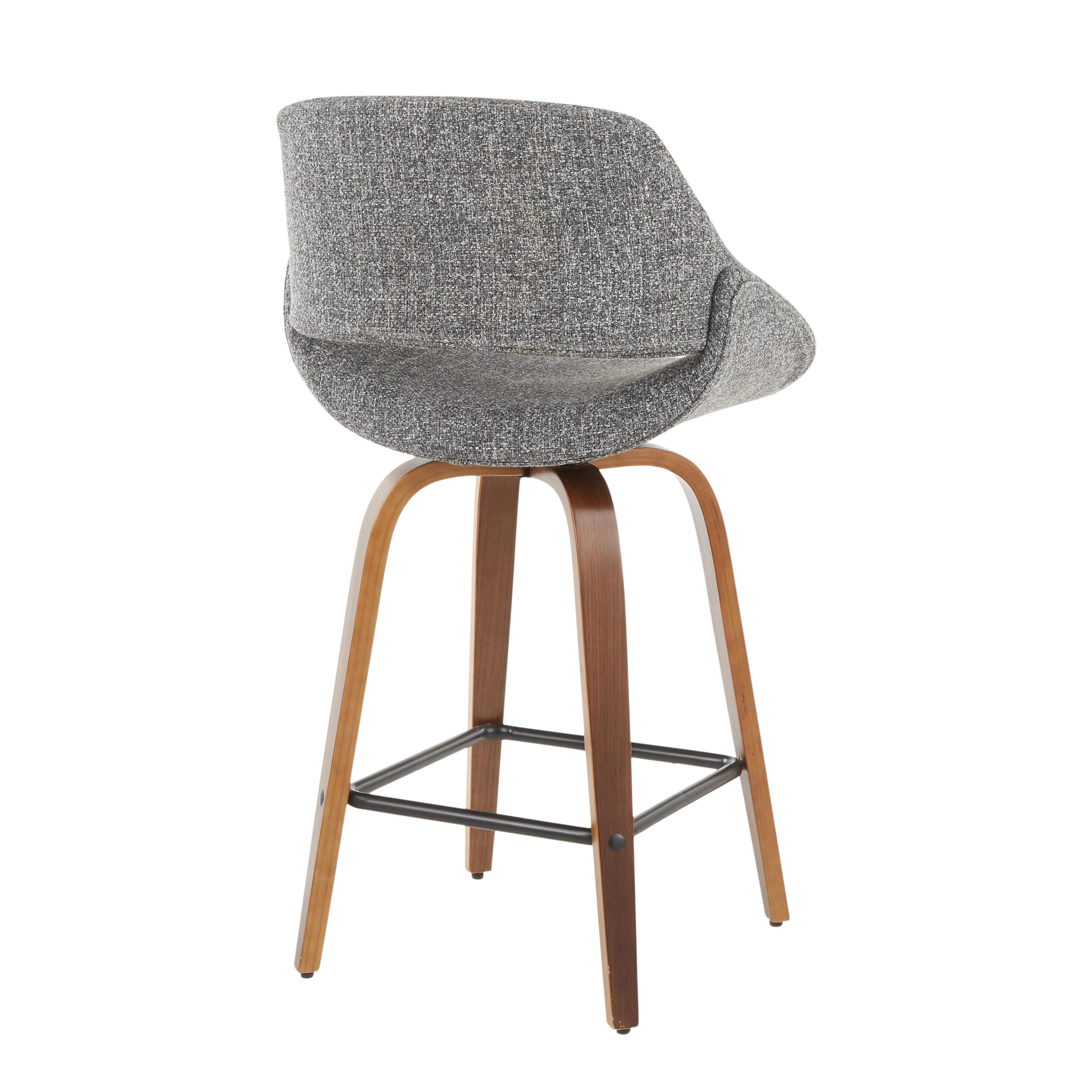 LumiSource Fabrico Counter Stool - Set of 2, Walnut/Gray/Black, large