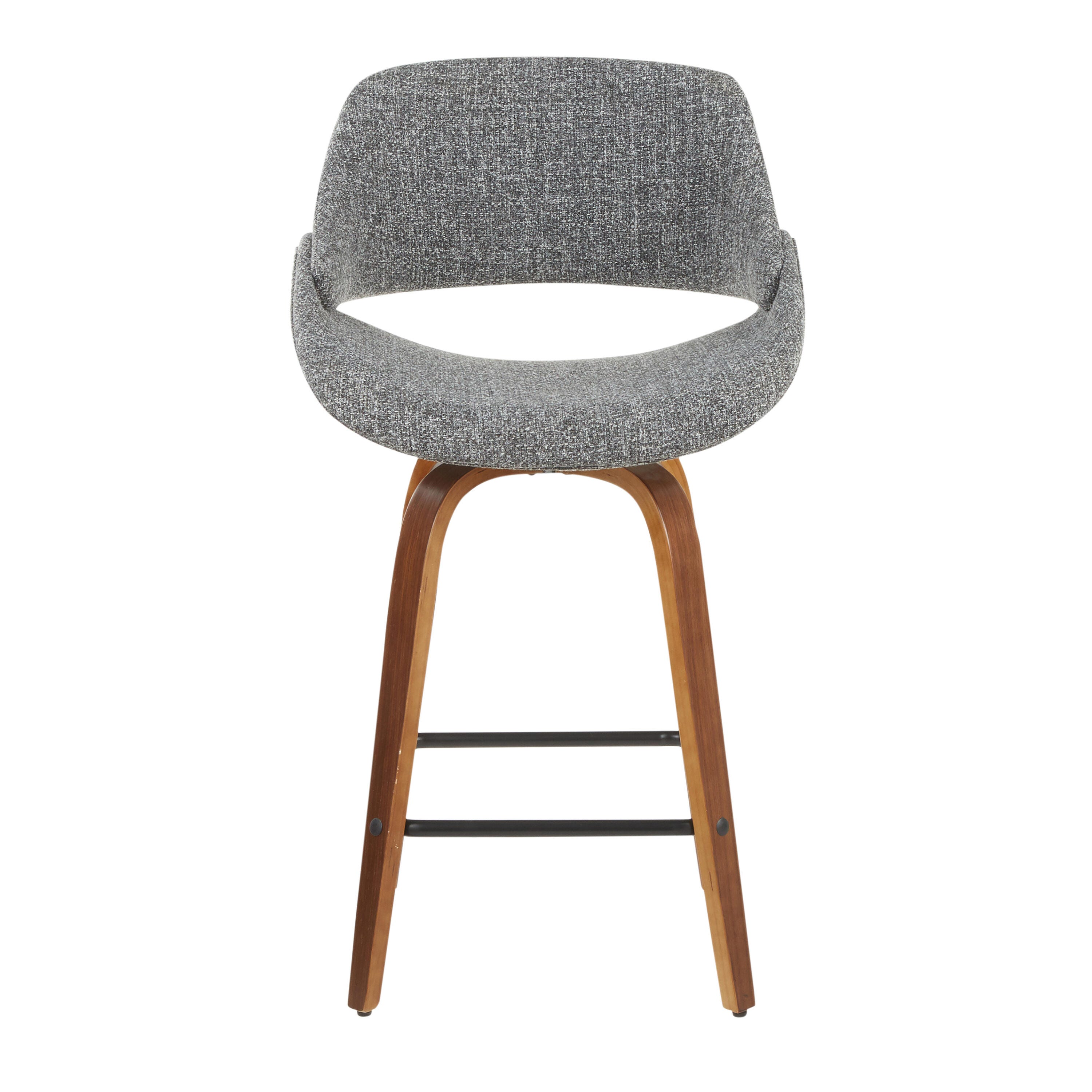 LumiSource Fabrico Counter Stool - Set of 2, Walnut/Gray/Black, large