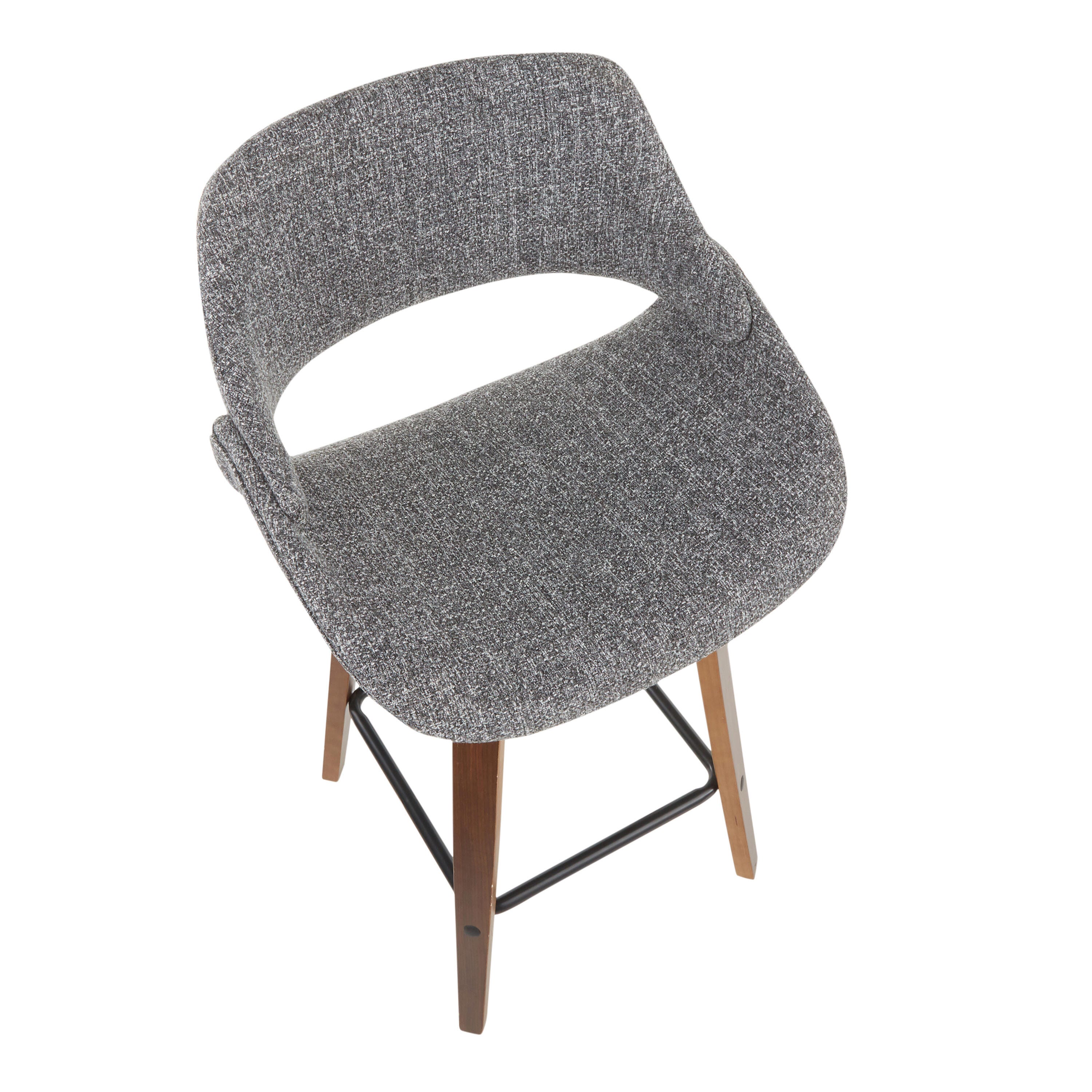 LumiSource Fabrico Counter Stool - Set of 2, Walnut/Gray/Black, large