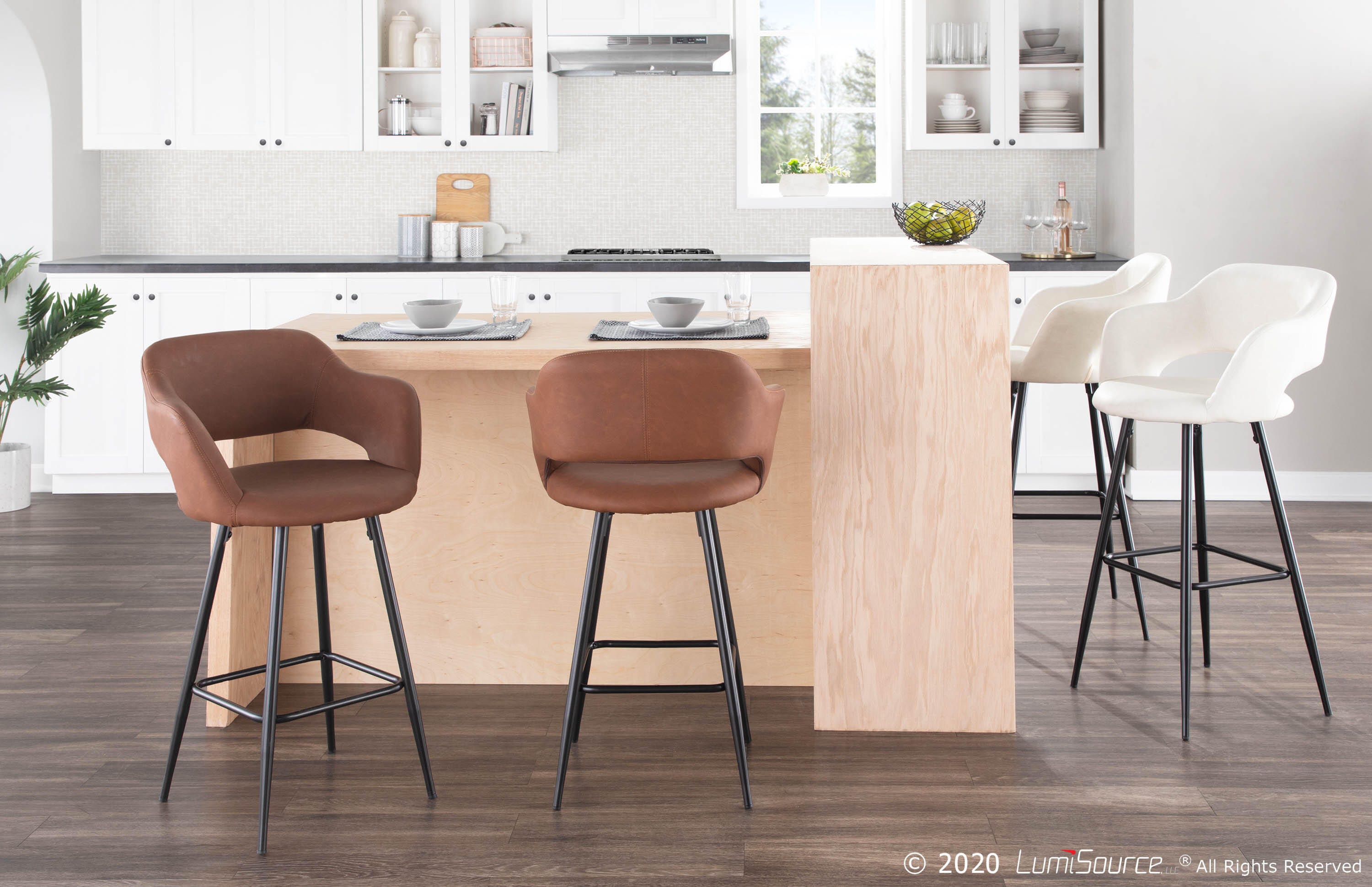 LumiSource Margarite Counter Stool - Set of 2, Black/Brown, large