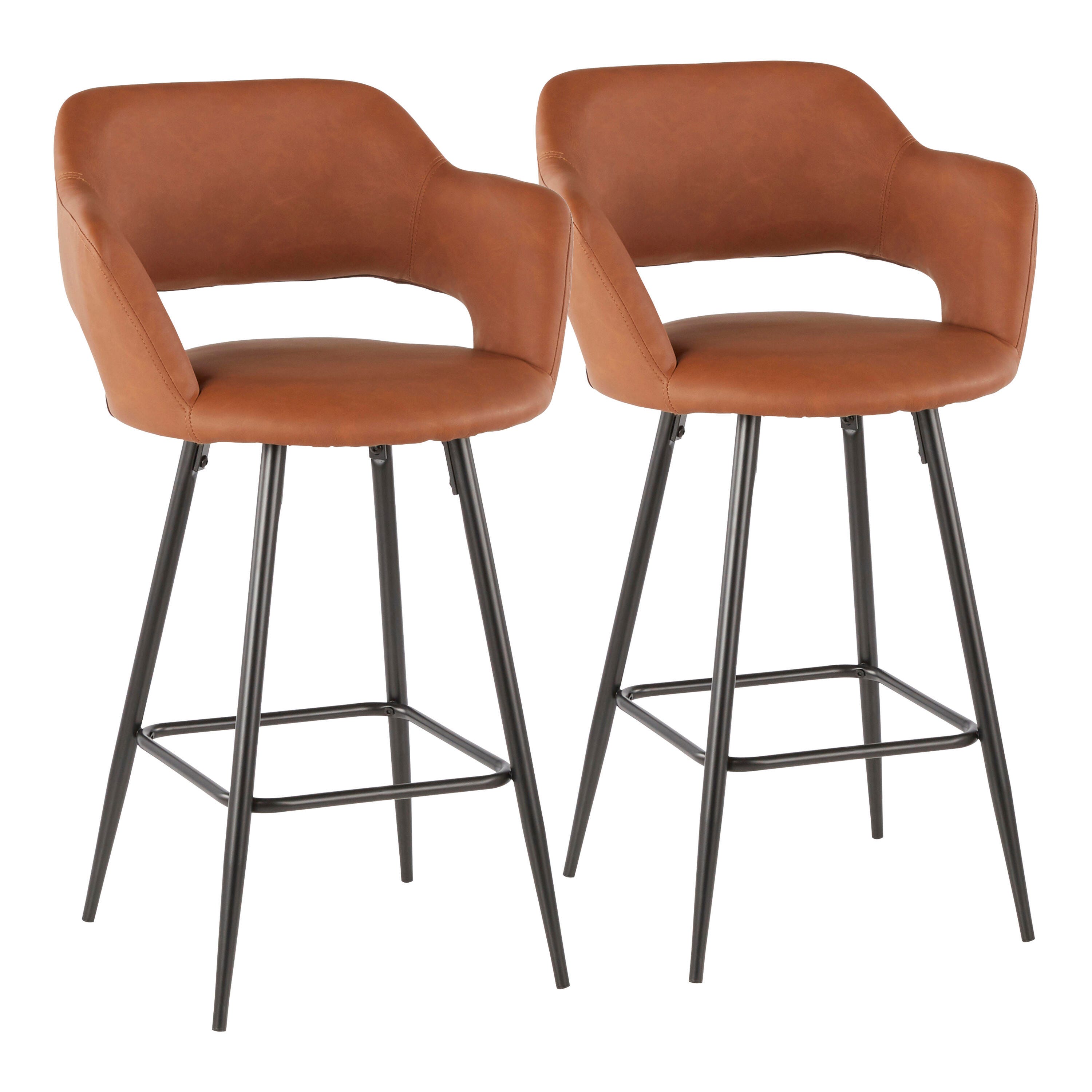 LumiSource Margarite Counter Stool - Set of 2, Black/Brown, large
