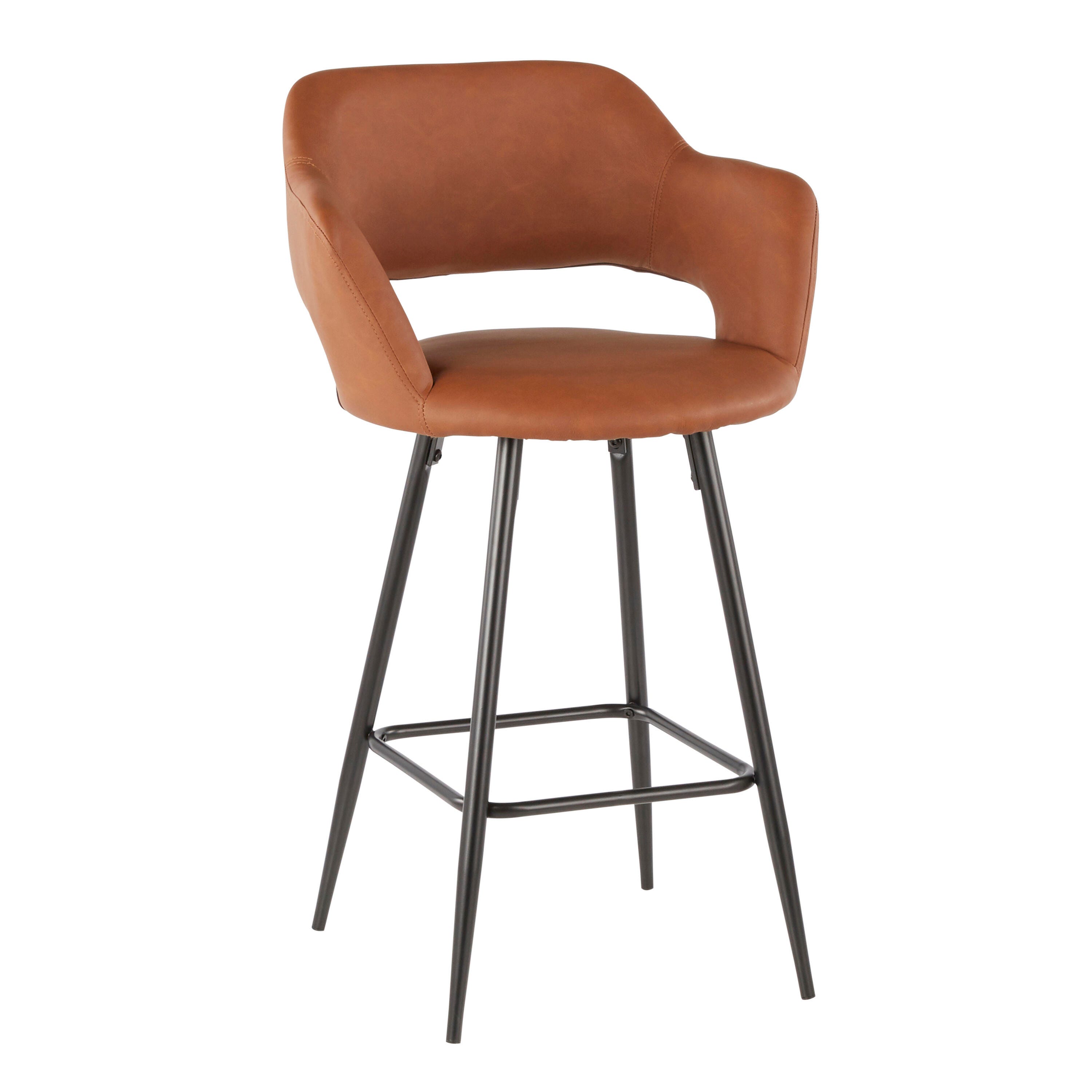 LumiSource Margarite Counter Stool - Set of 2, Black/Brown, large