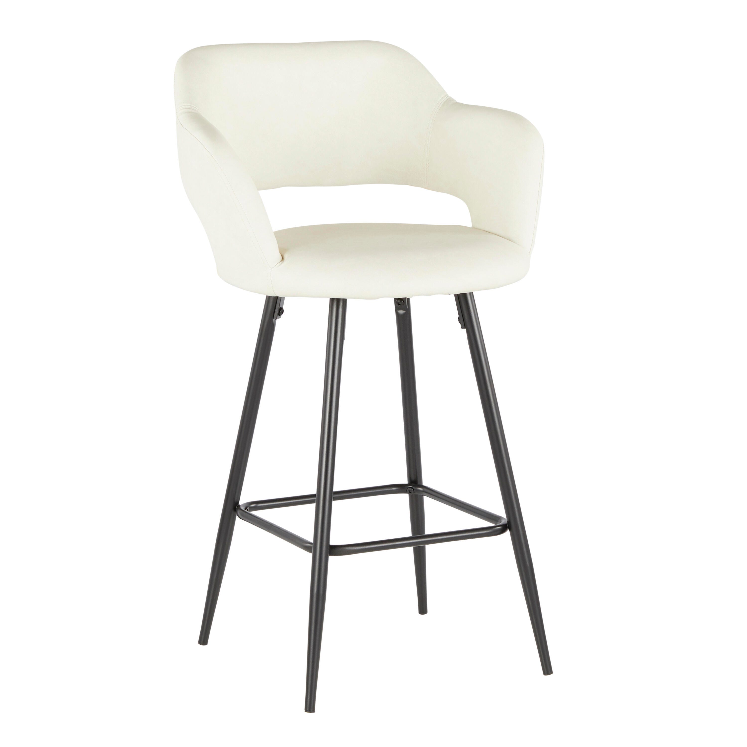 LumiSource Margarite Counter Stool - Set of 2, Black/Cream, large