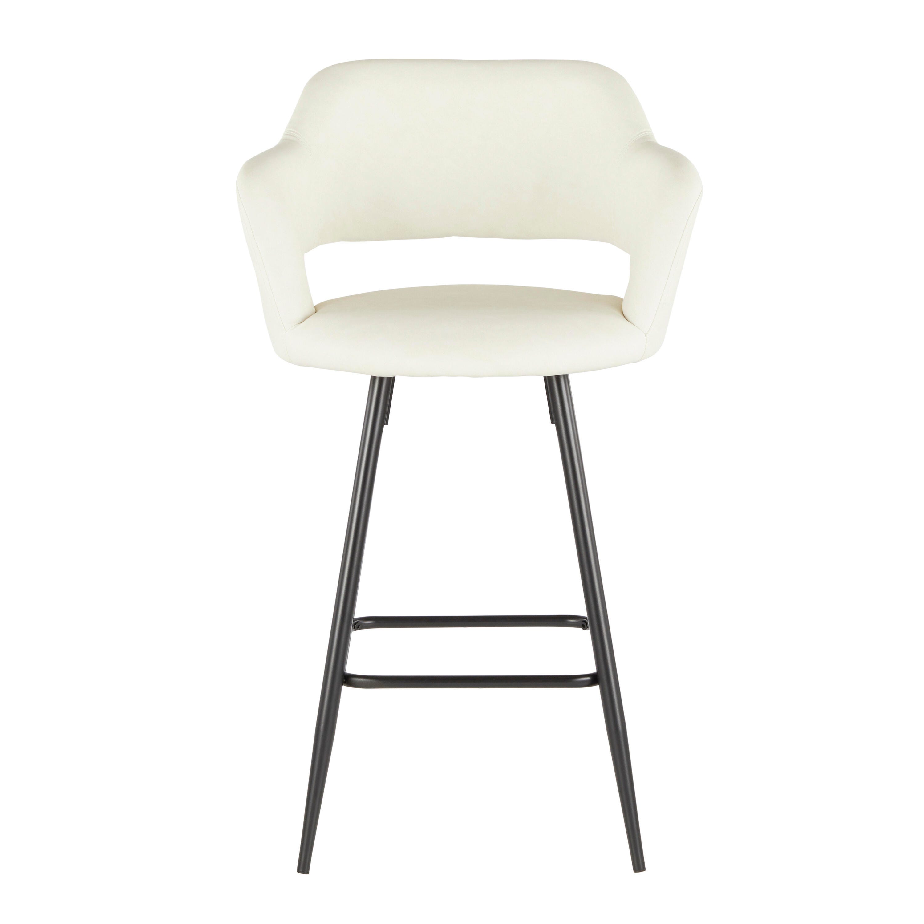 LumiSource Margarite Counter Stool - Set of 2, Black/Cream, large
