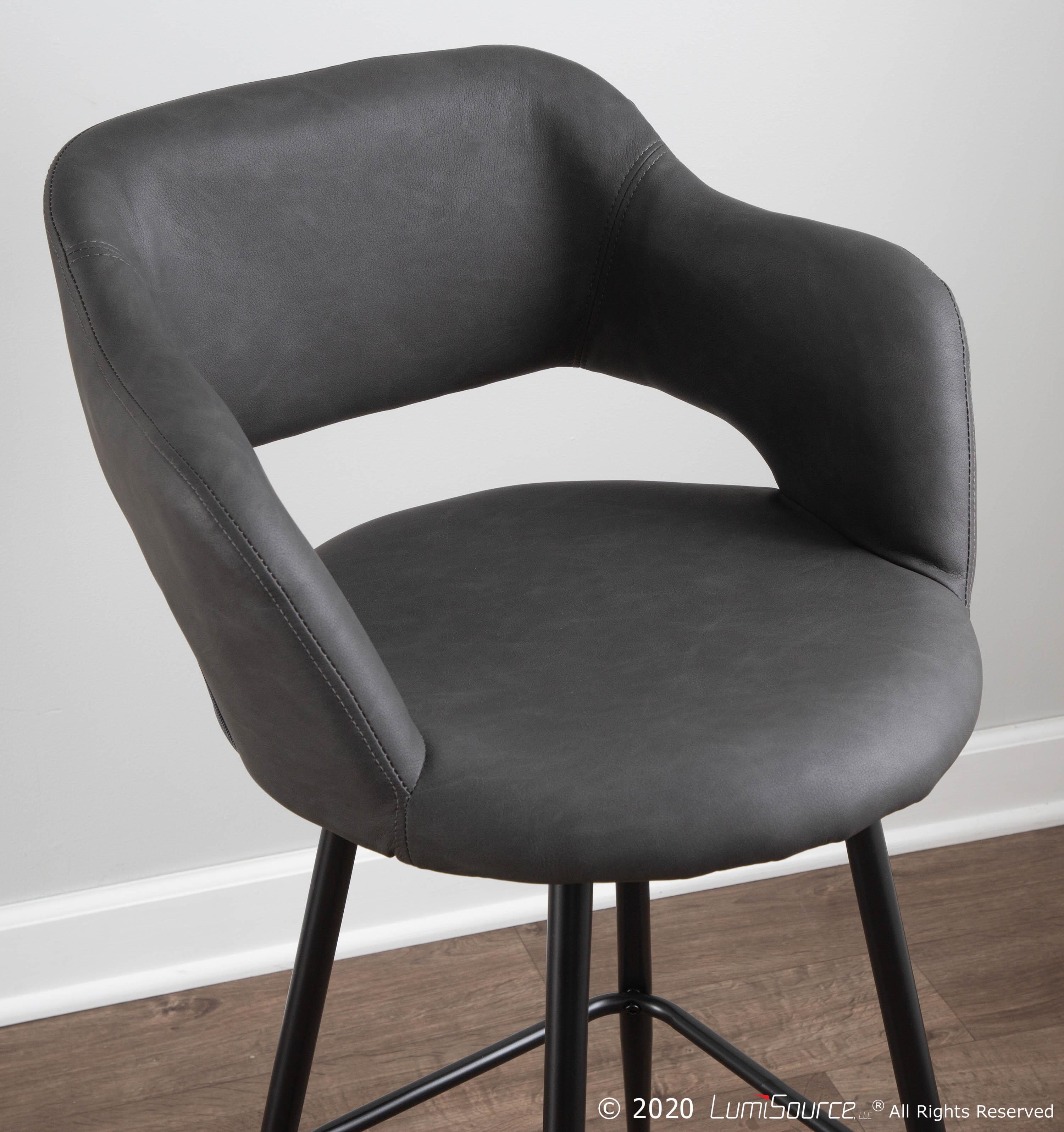 LumiSource Margarite Counter Stool - Set of 2, Black/Gray, large