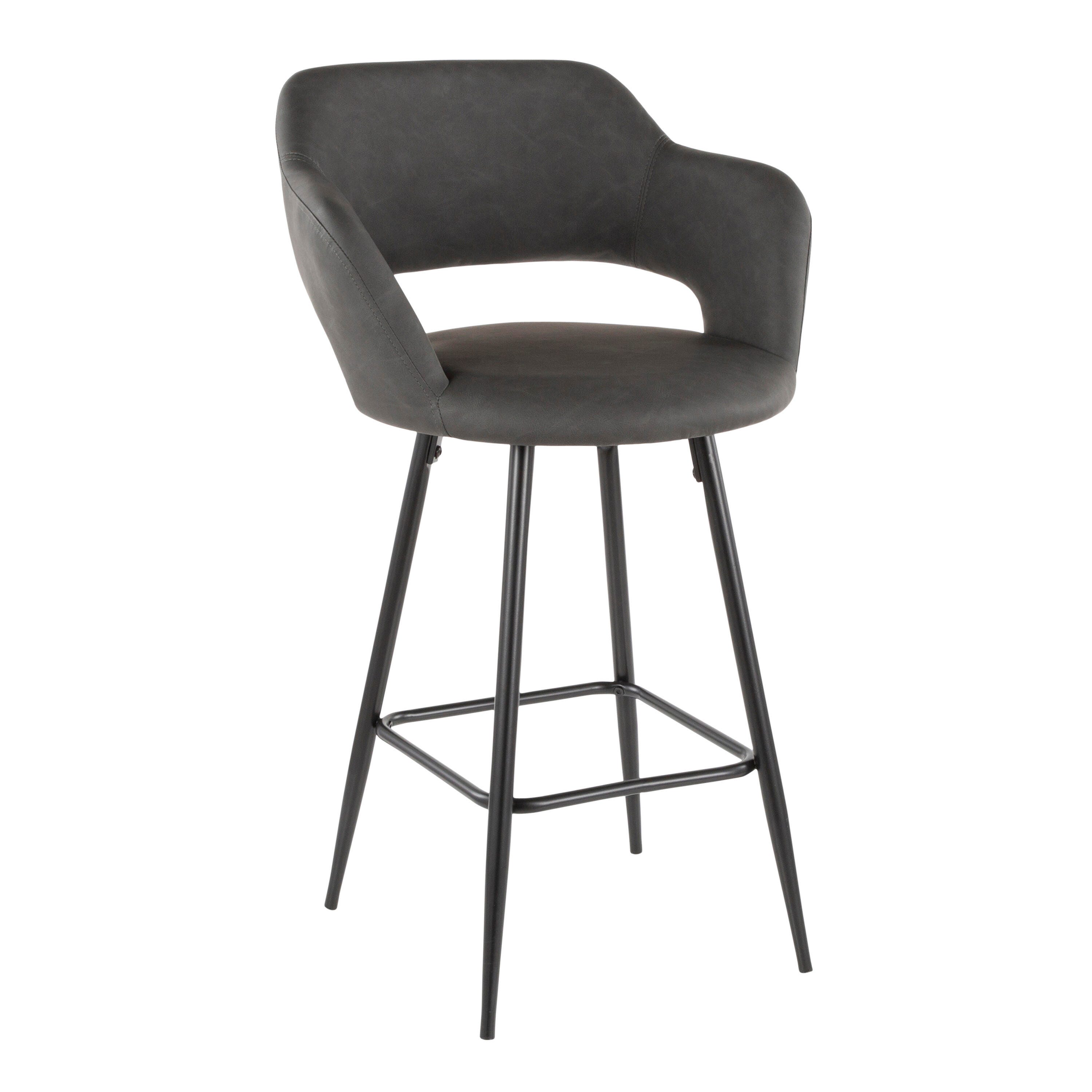 LumiSource Margarite Counter Stool - Set of 2, Black/Gray, large